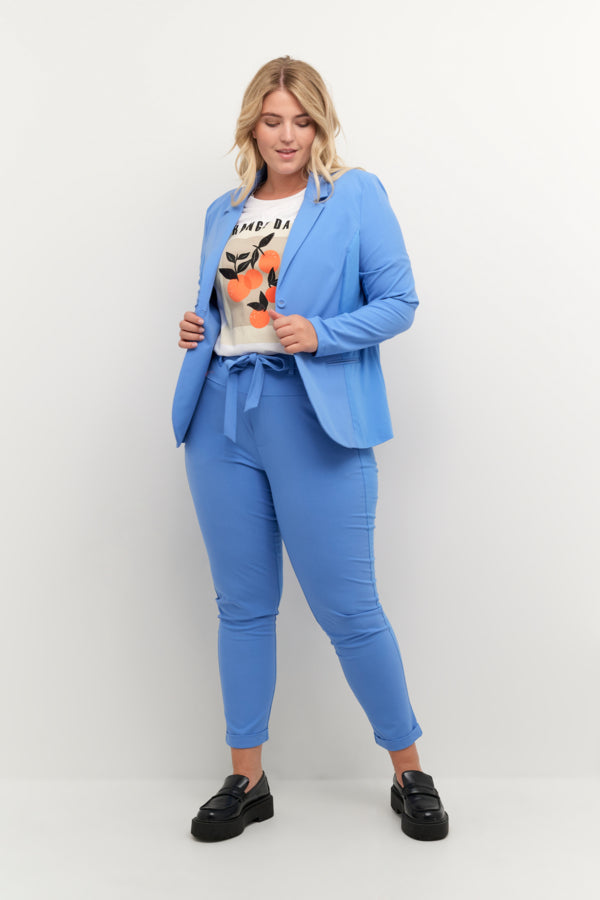 Kaffe Curve Ija Blazer in Blue - Wardrobe Plus