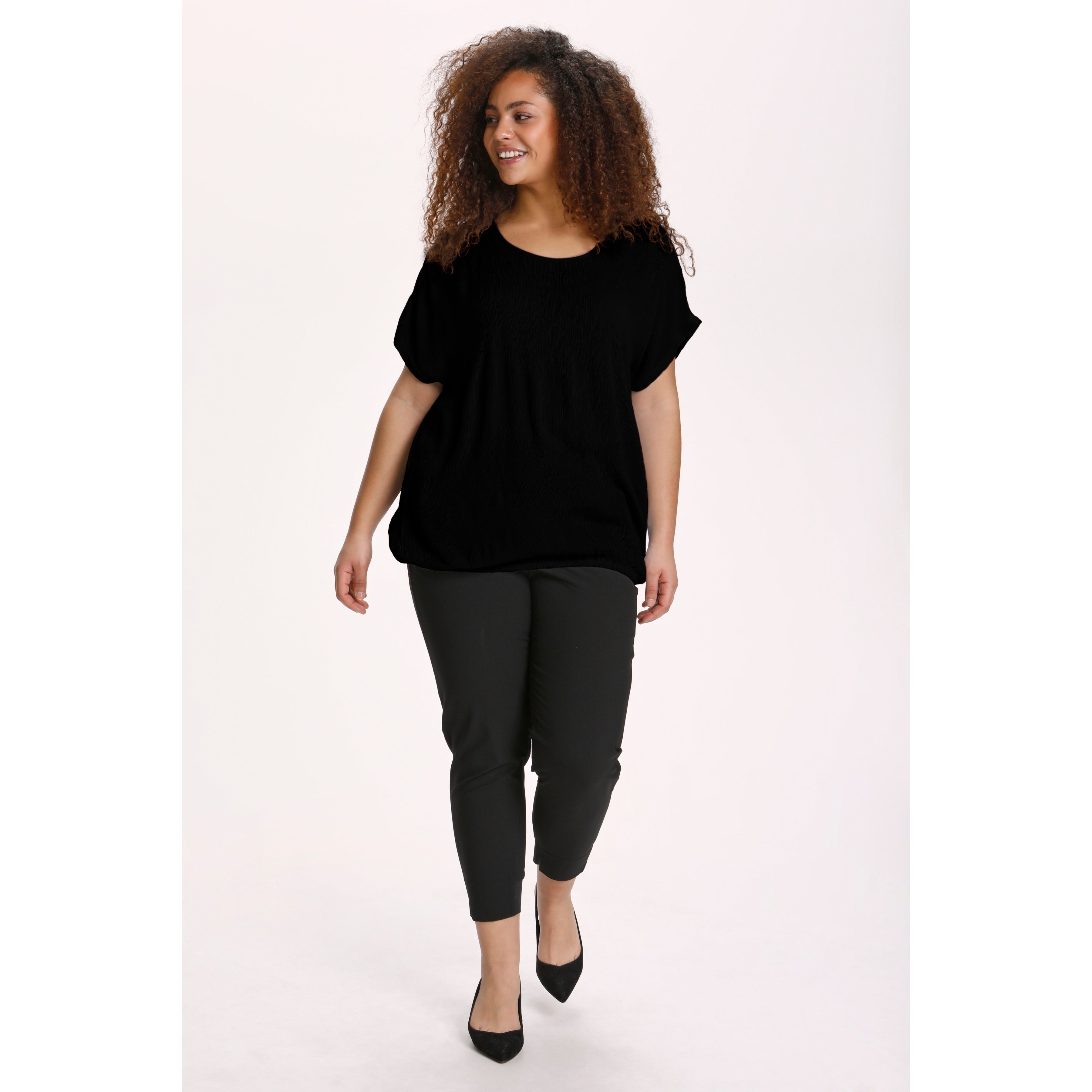 Kaffe Stanley Short Sleeve Blouse in Black