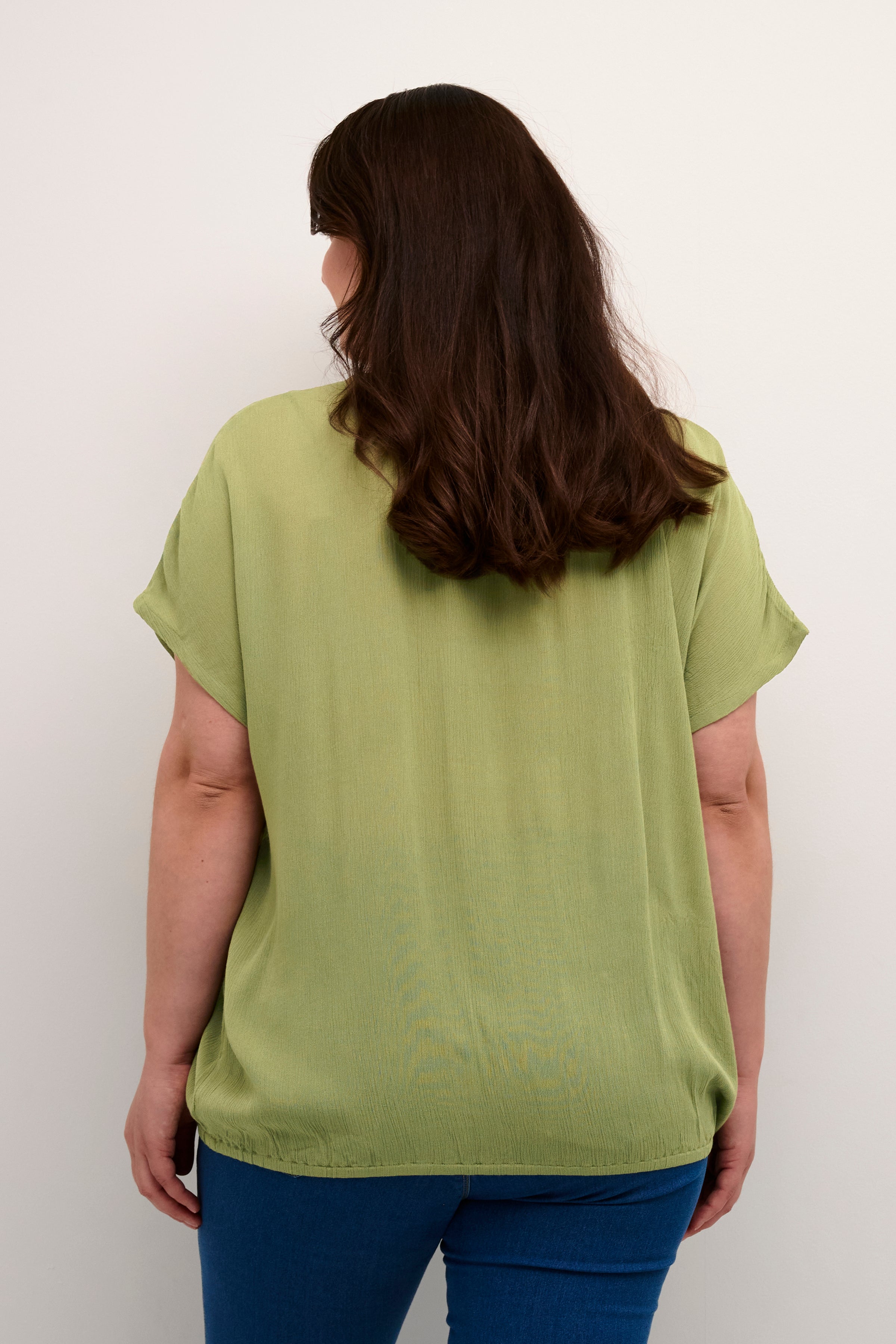 Kaffe Stanley Short-Sleeve Blouse in Khaki