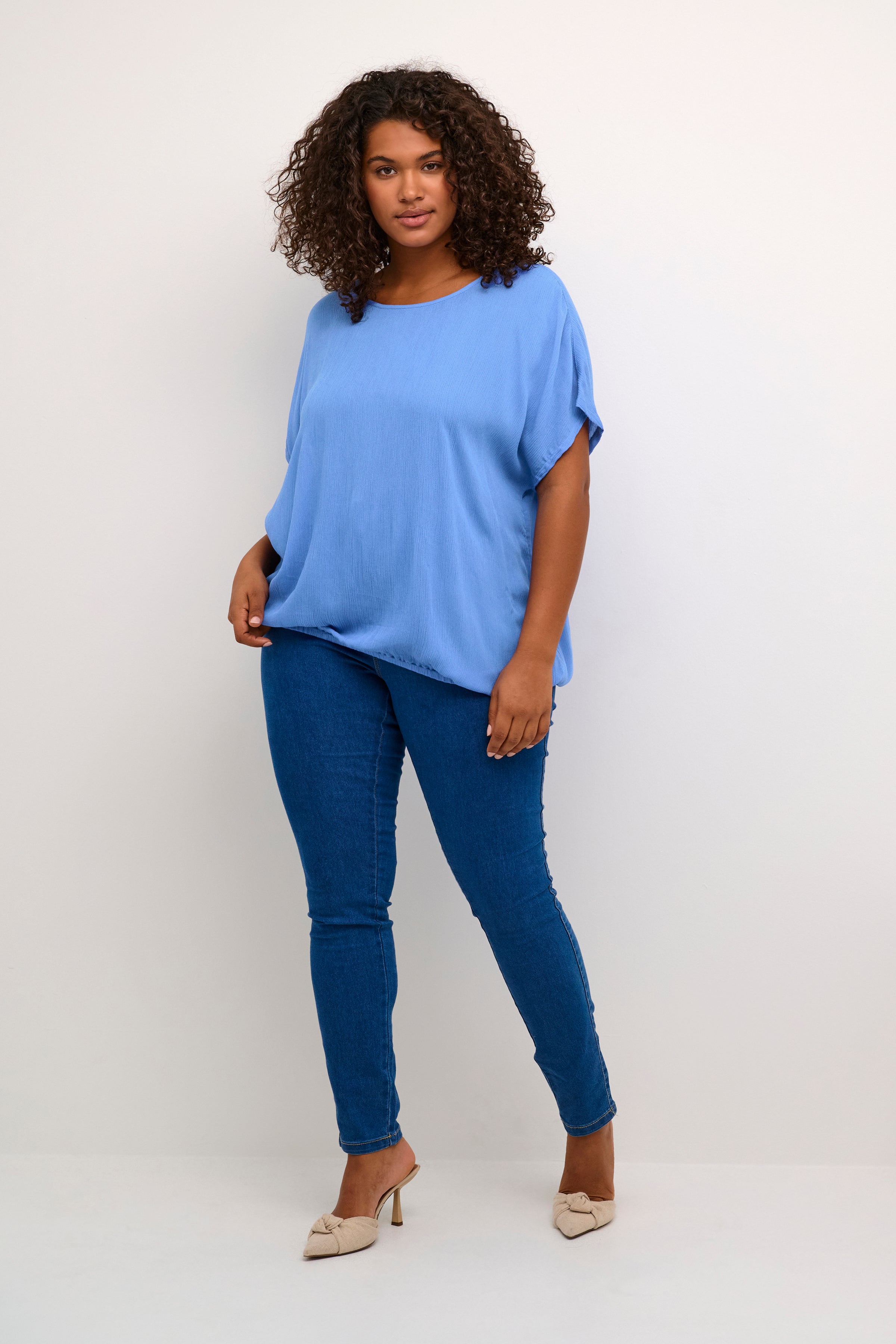Kaffe Stanley Short Sleeve Blouse in Ultramarine
