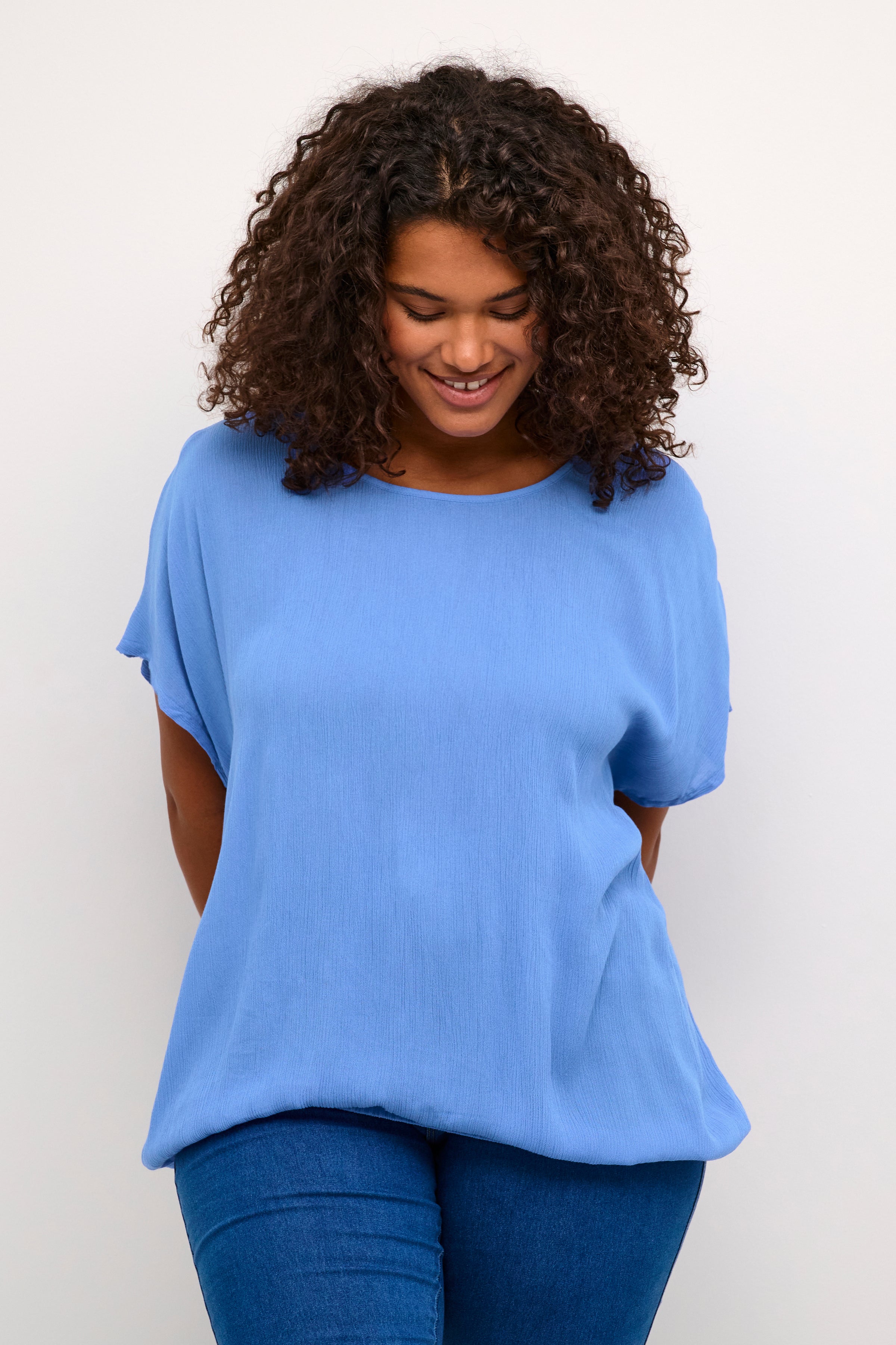 Kaffe Stanley Short Sleeve Blouse in Ultramarine