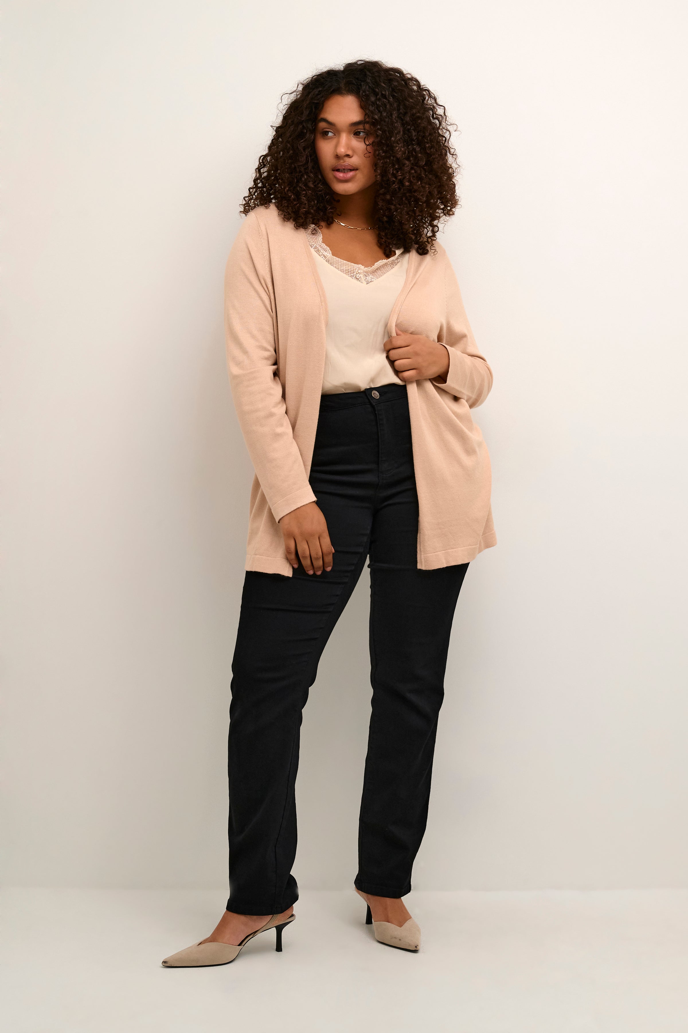 Kaffe Curve Farsia Cardigan in Beige