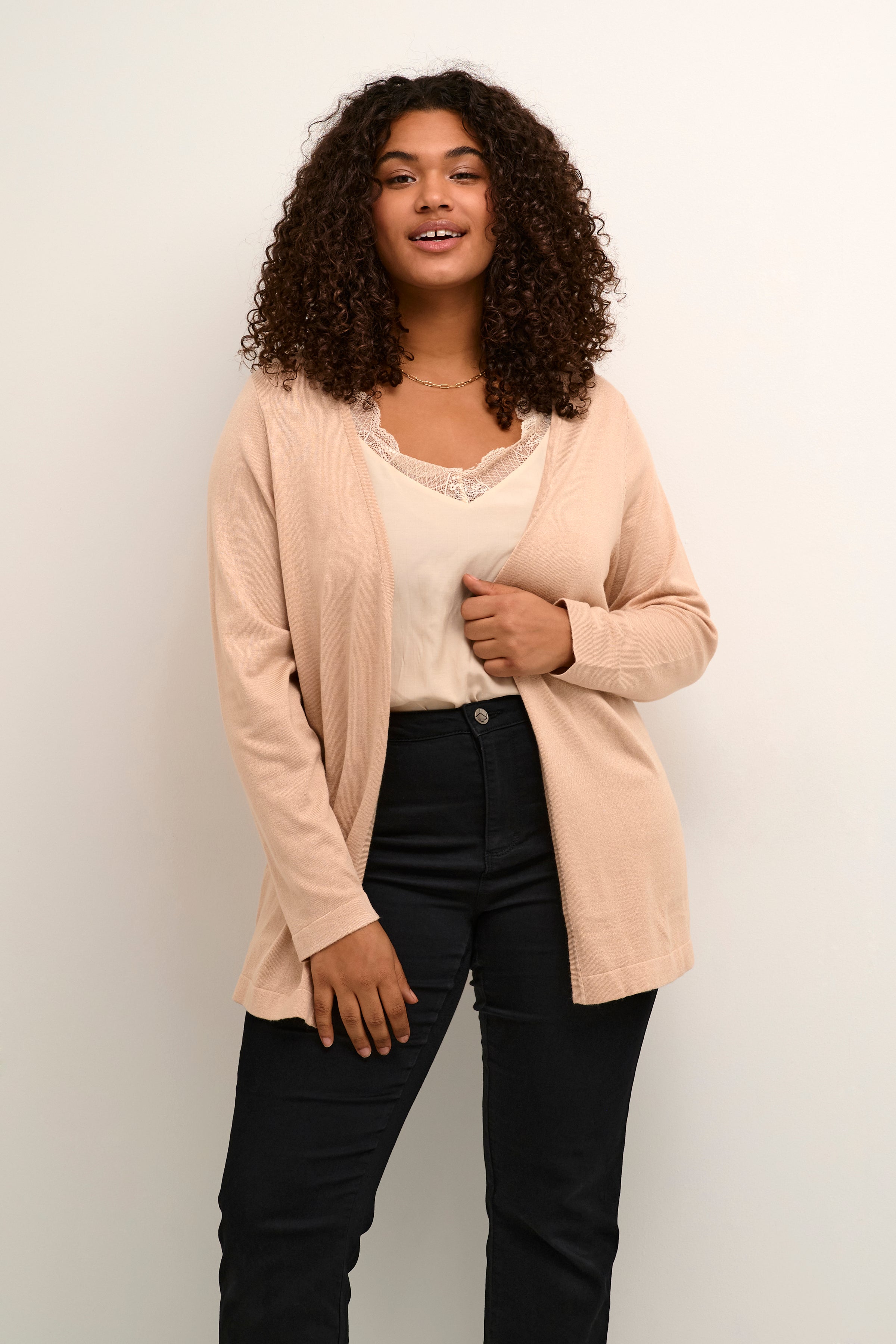 Kaffe Curve Farsia Cardigan in Beige