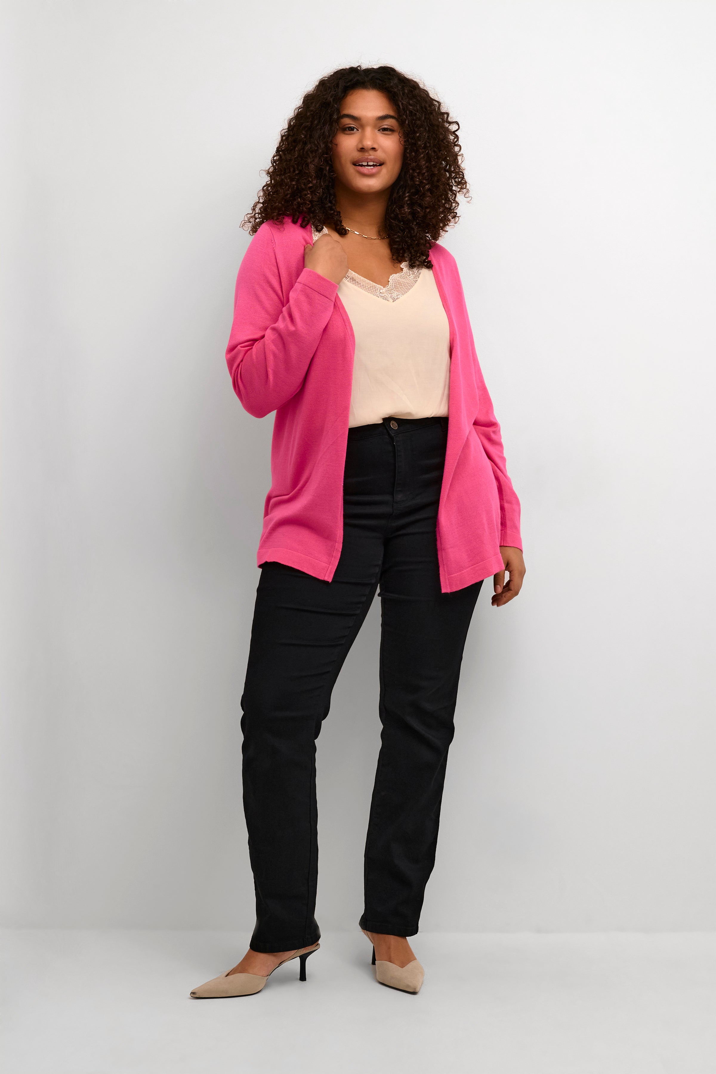 Kaffe Curve Farsia Cardigan in Pink