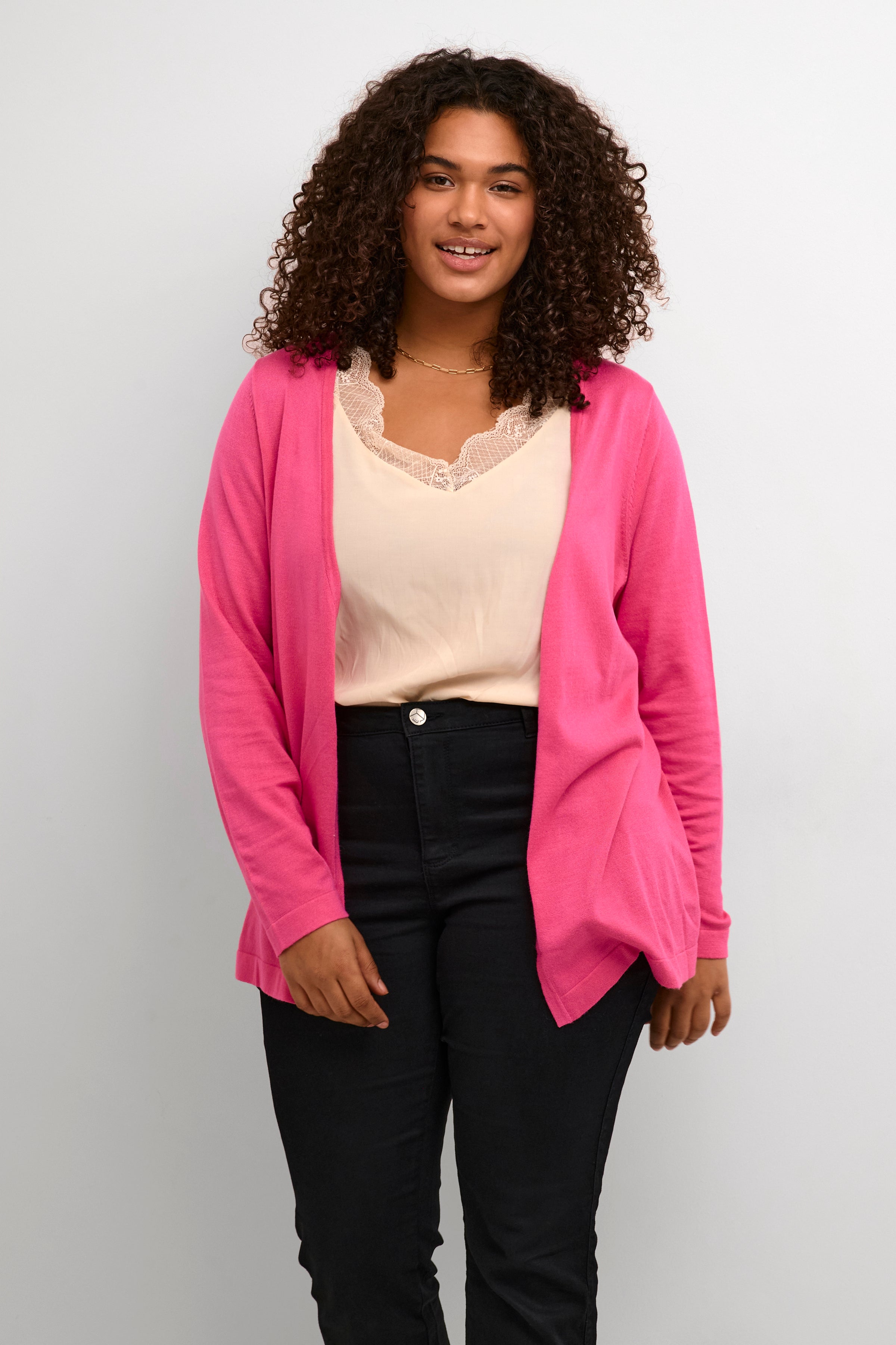 Kaffe Curve Farsia Cardigan in Pink