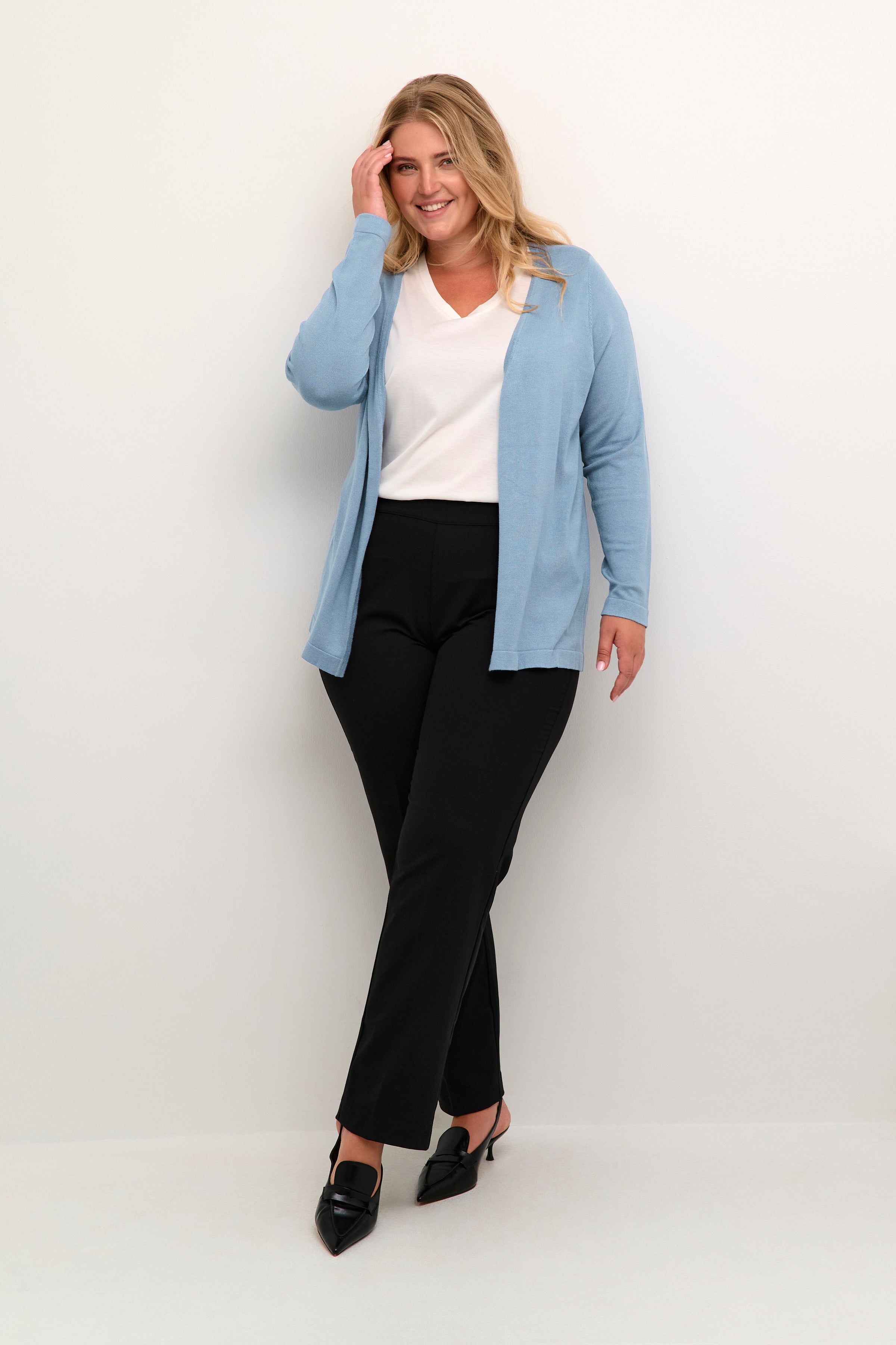 Kaffe Curve Farsia Cardigan in Light Blue
