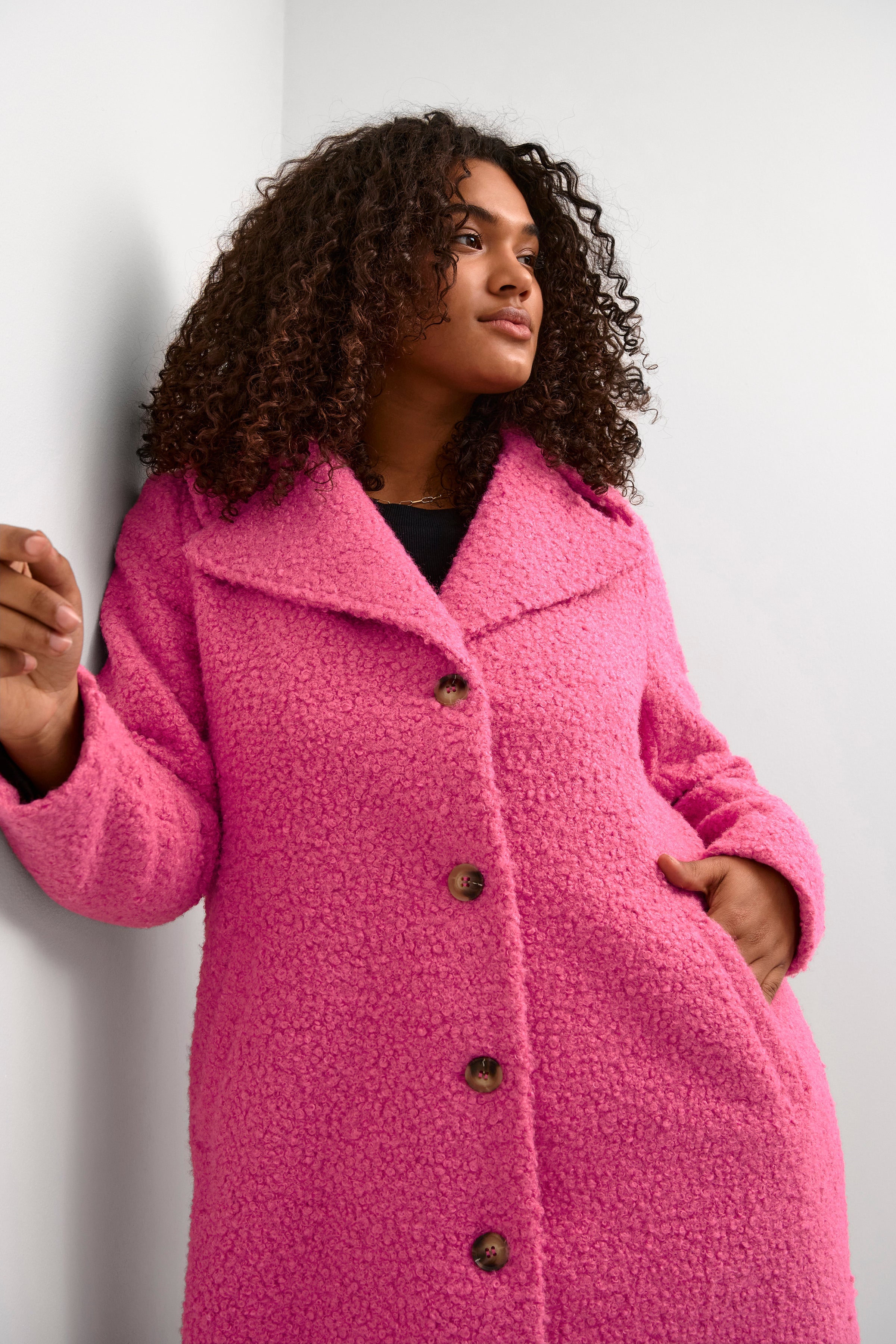 Kaffe Curve Anni Coat in Pink