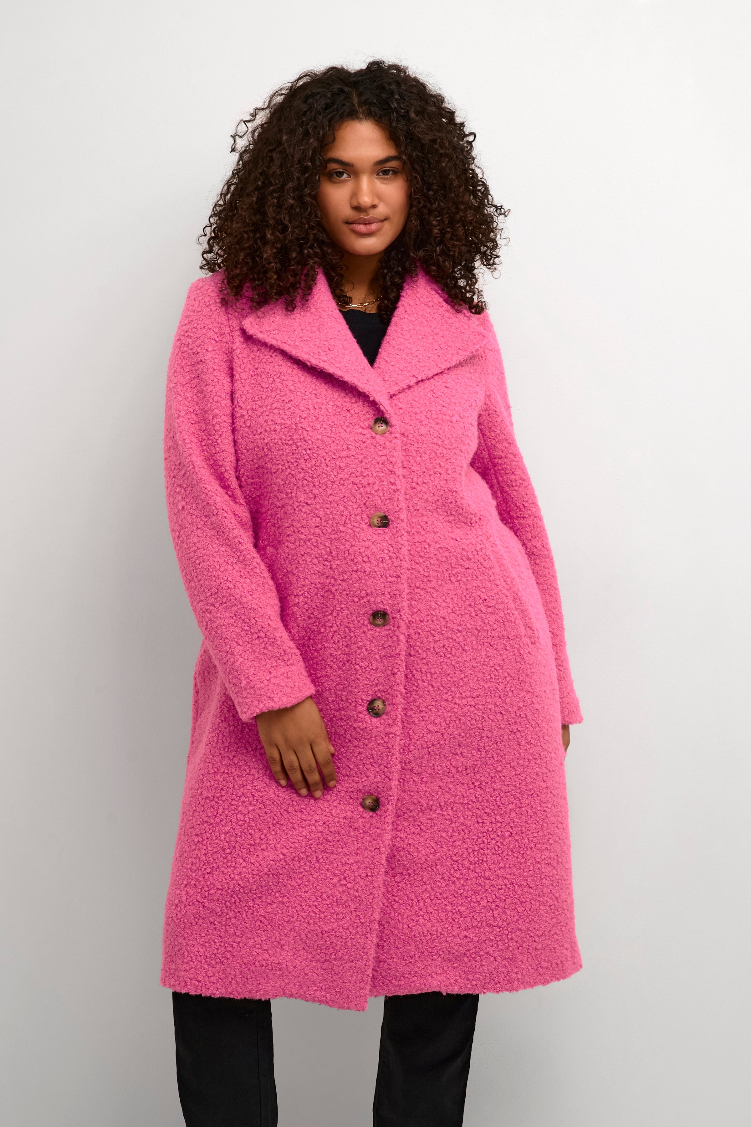 Kaffe Curve Anni Coat in Pink