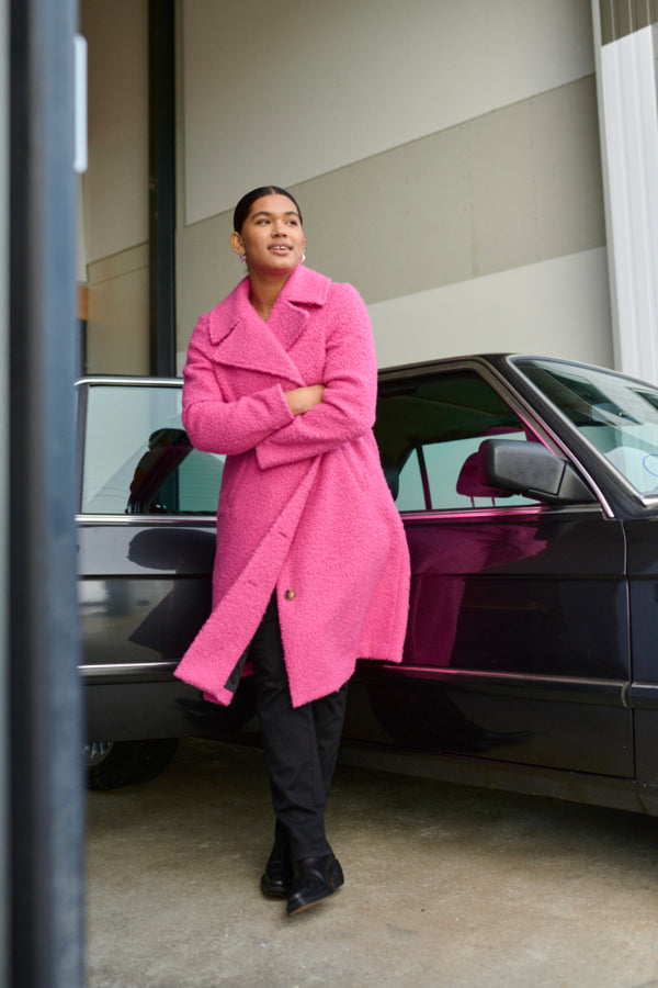 Kaffe Curve Anni Coat in Pink