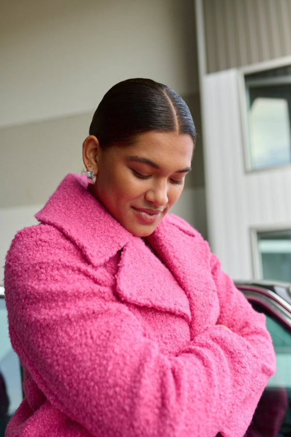 Kaffe Curve Anni Coat in Pink