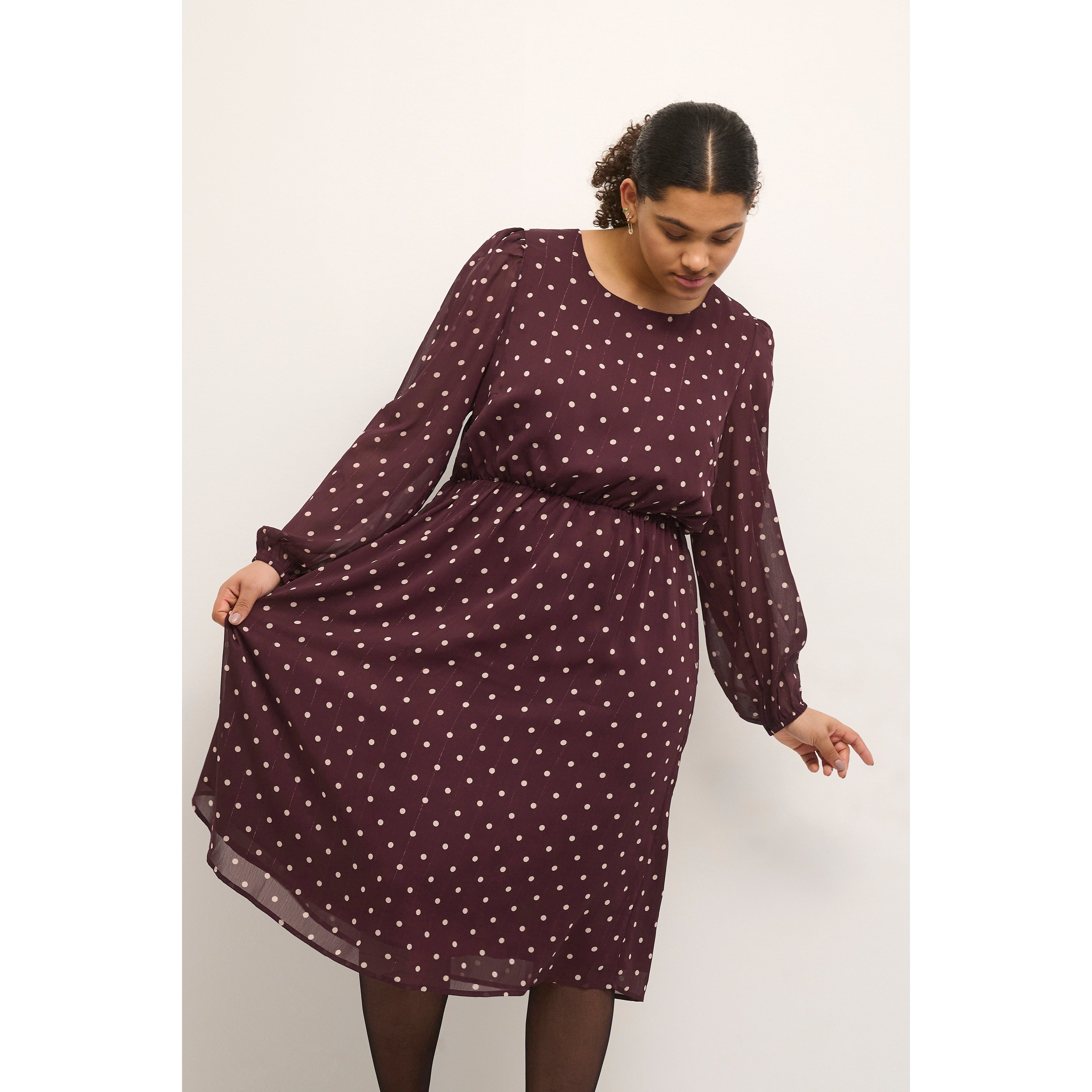 Kaffe Curve Mila Dress in Polka Dot - Wardrobe Plus