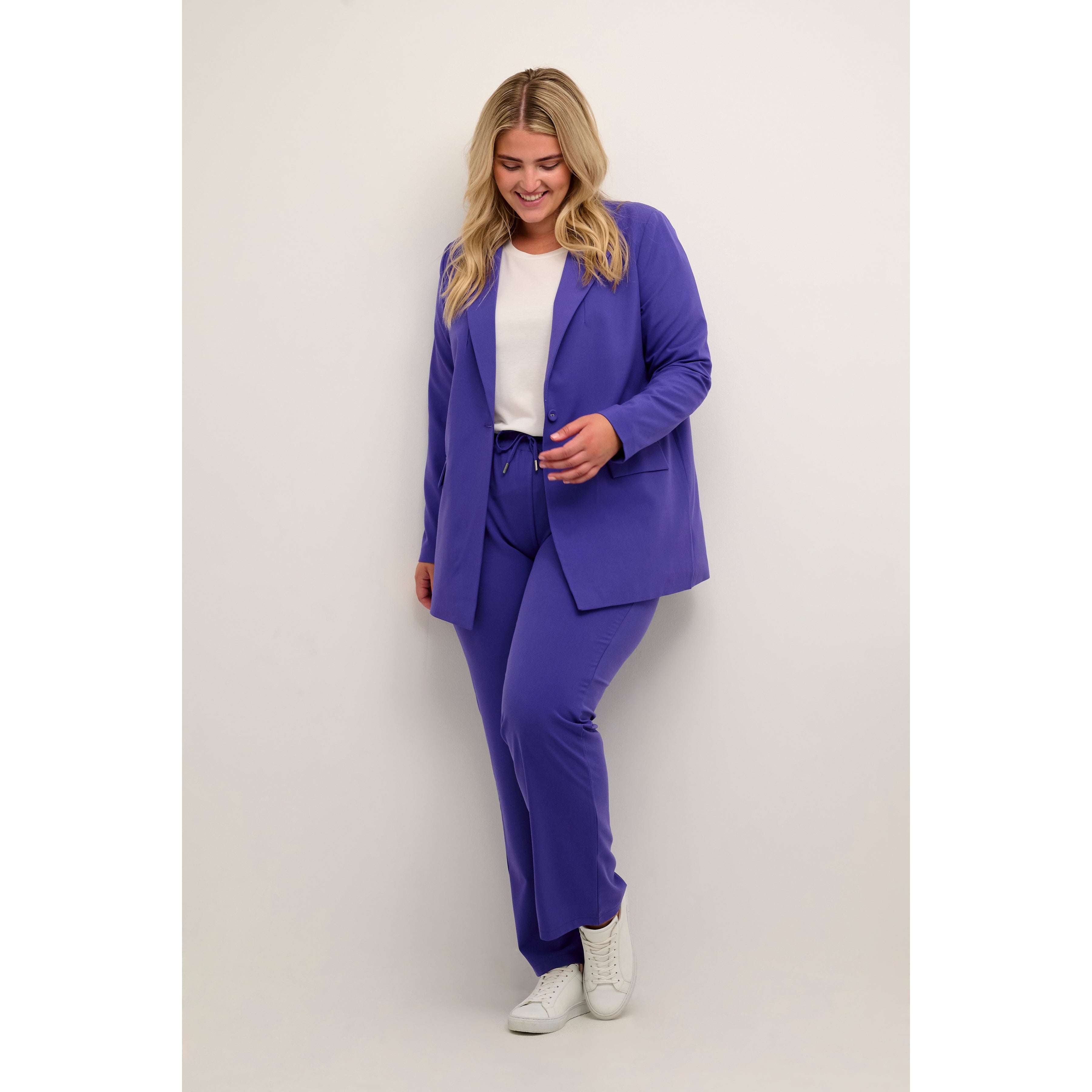 Kaffe Curve Blazer in Purple - Wardrobe Plus