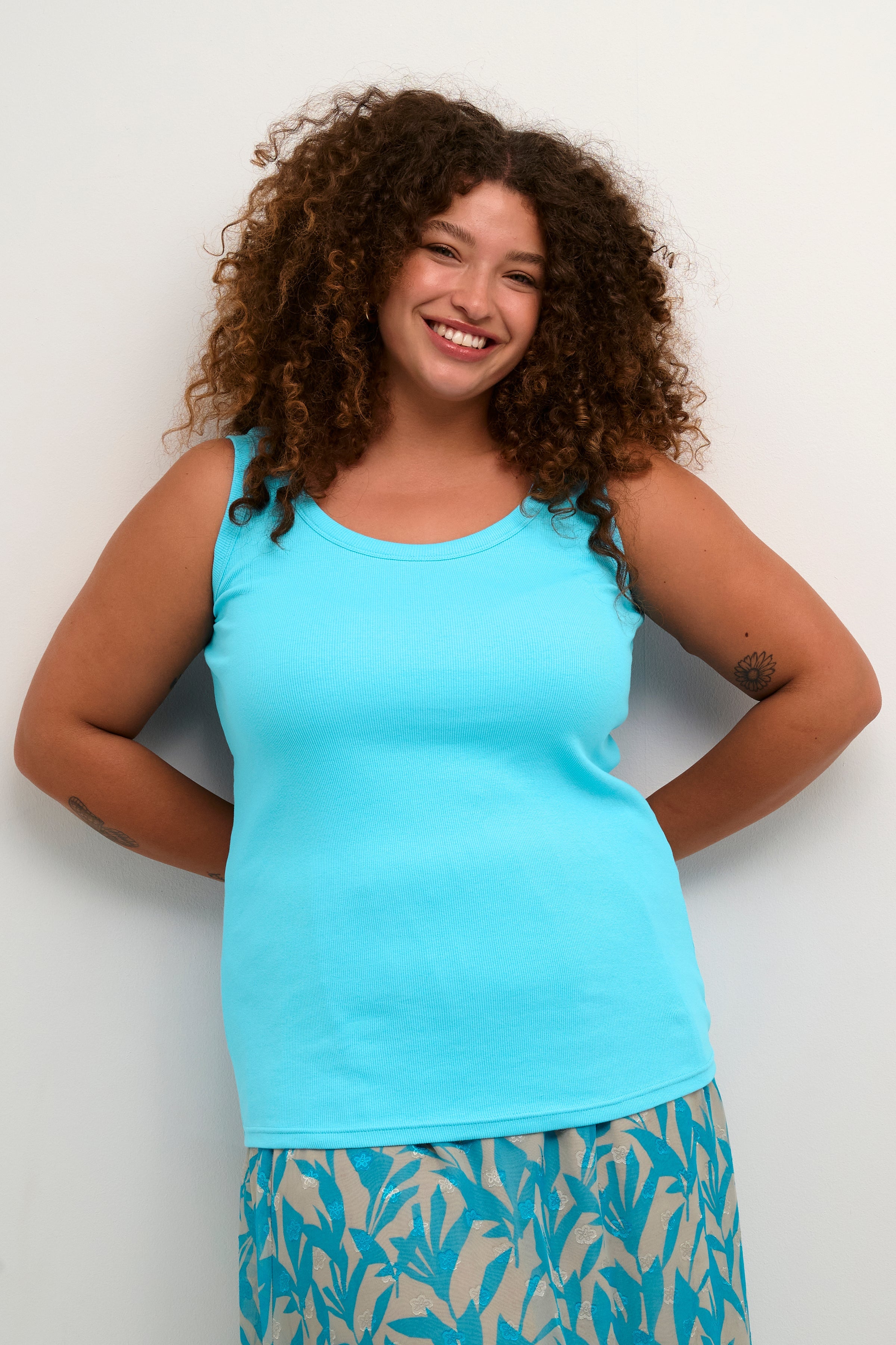 Kaffe Curve Carina Vest Top in Blue Atoll