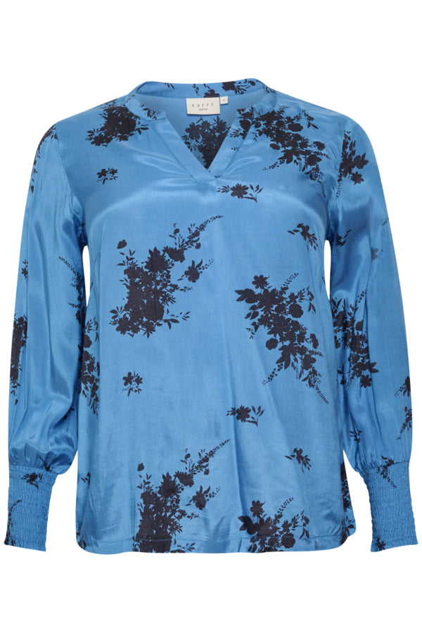 Kaffe Curve Ganja Blouse in Blue - Wardrobe Plus