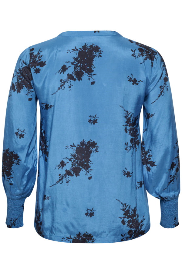 Kaffe Curve Ganja Blouse in Blue - Wardrobe Plus
