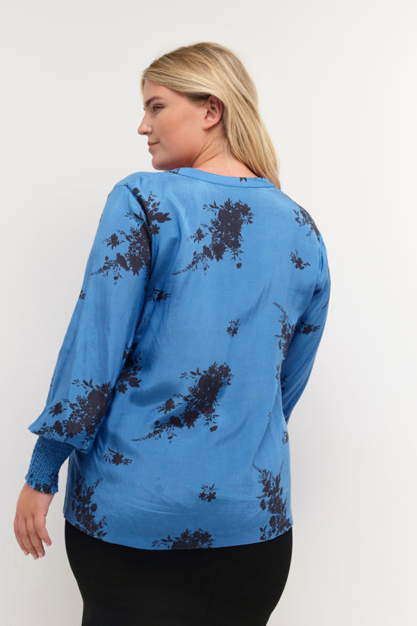 Kaffe Curve Ganja Blouse in Blue - Wardrobe Plus
