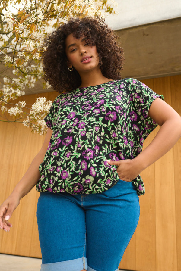 Kaffe Curve Ami Blouse in Purple Flower