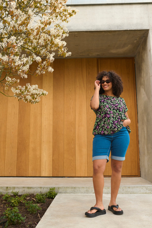 Kaffe Curve Ami Blouse in Purple Flower