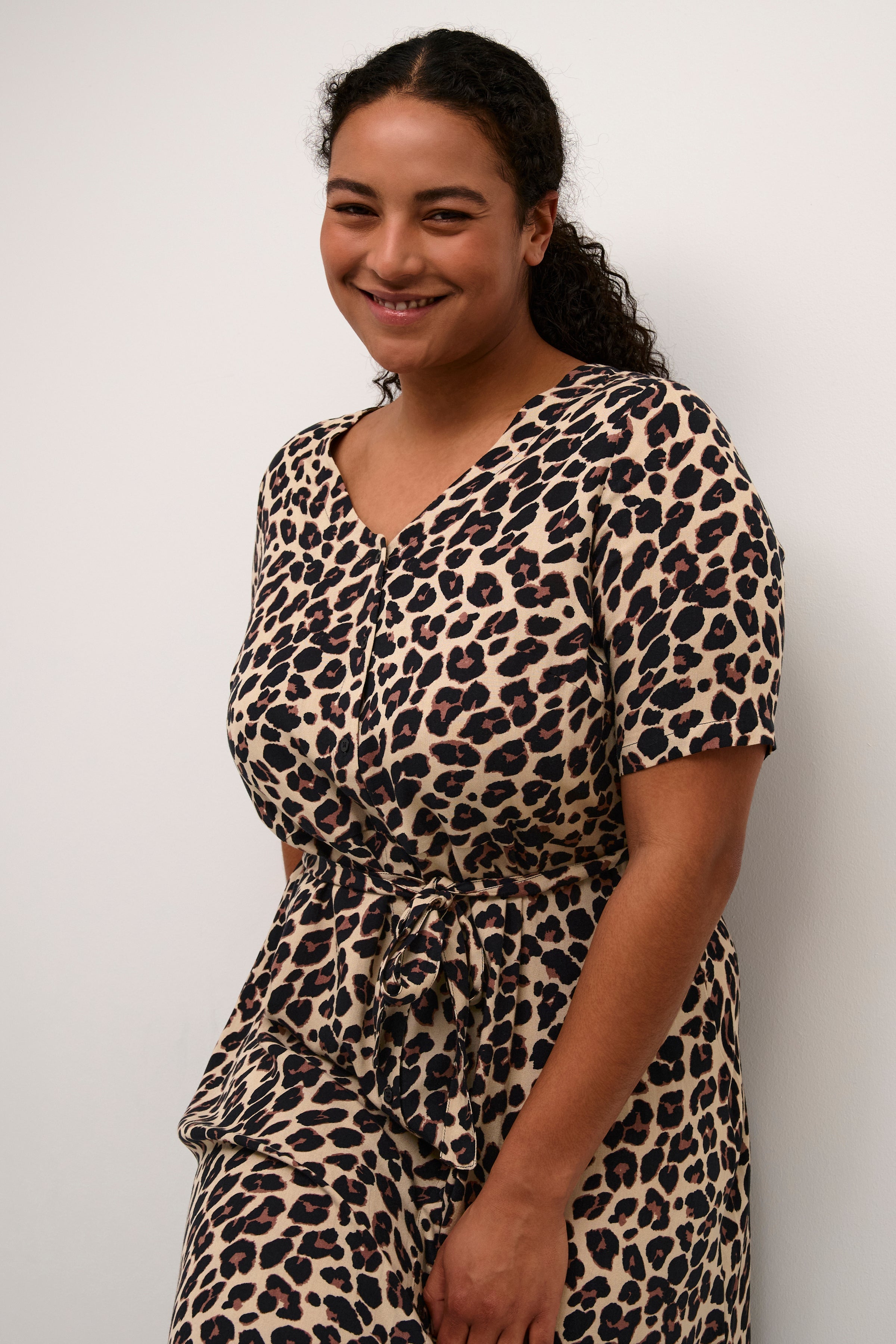 Kaffe Curve Mirta Dress in Leopard