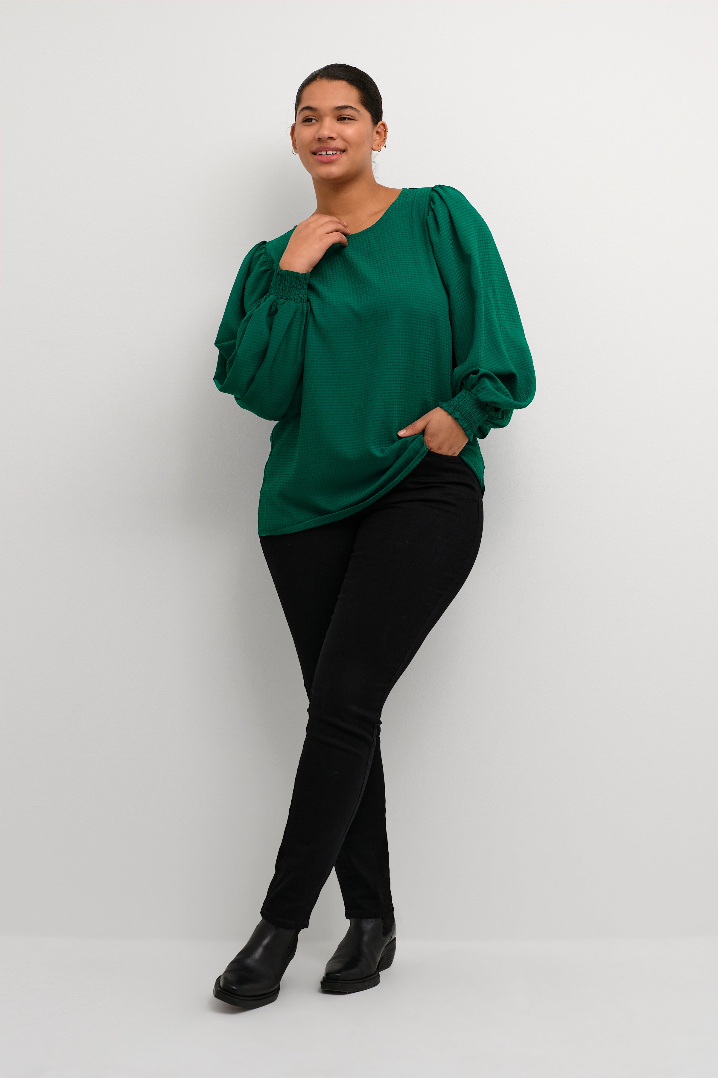 Kaffe Curve Dory Blouse in Green