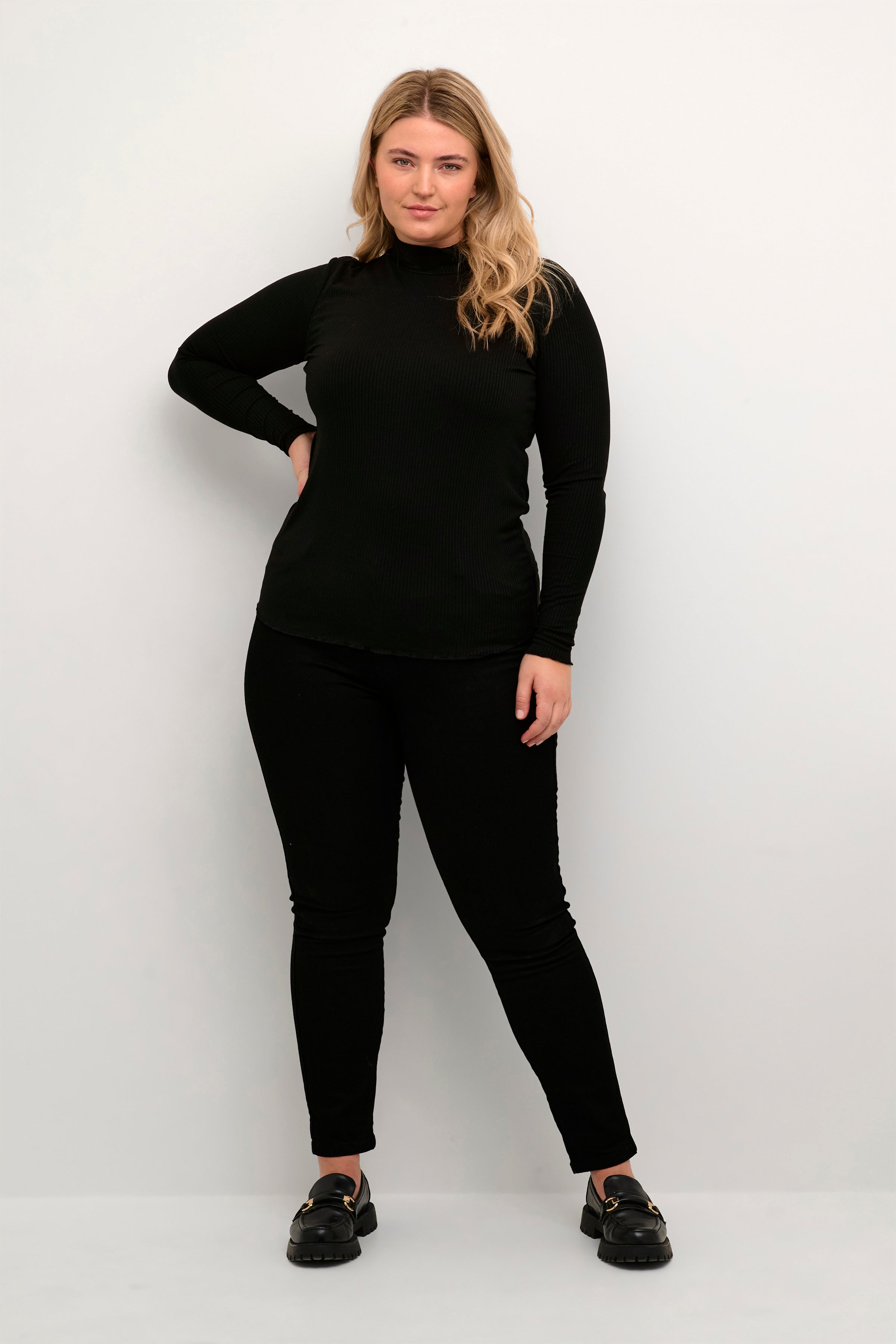 Kaffe Curve Dina Turtleneck Knit in Black