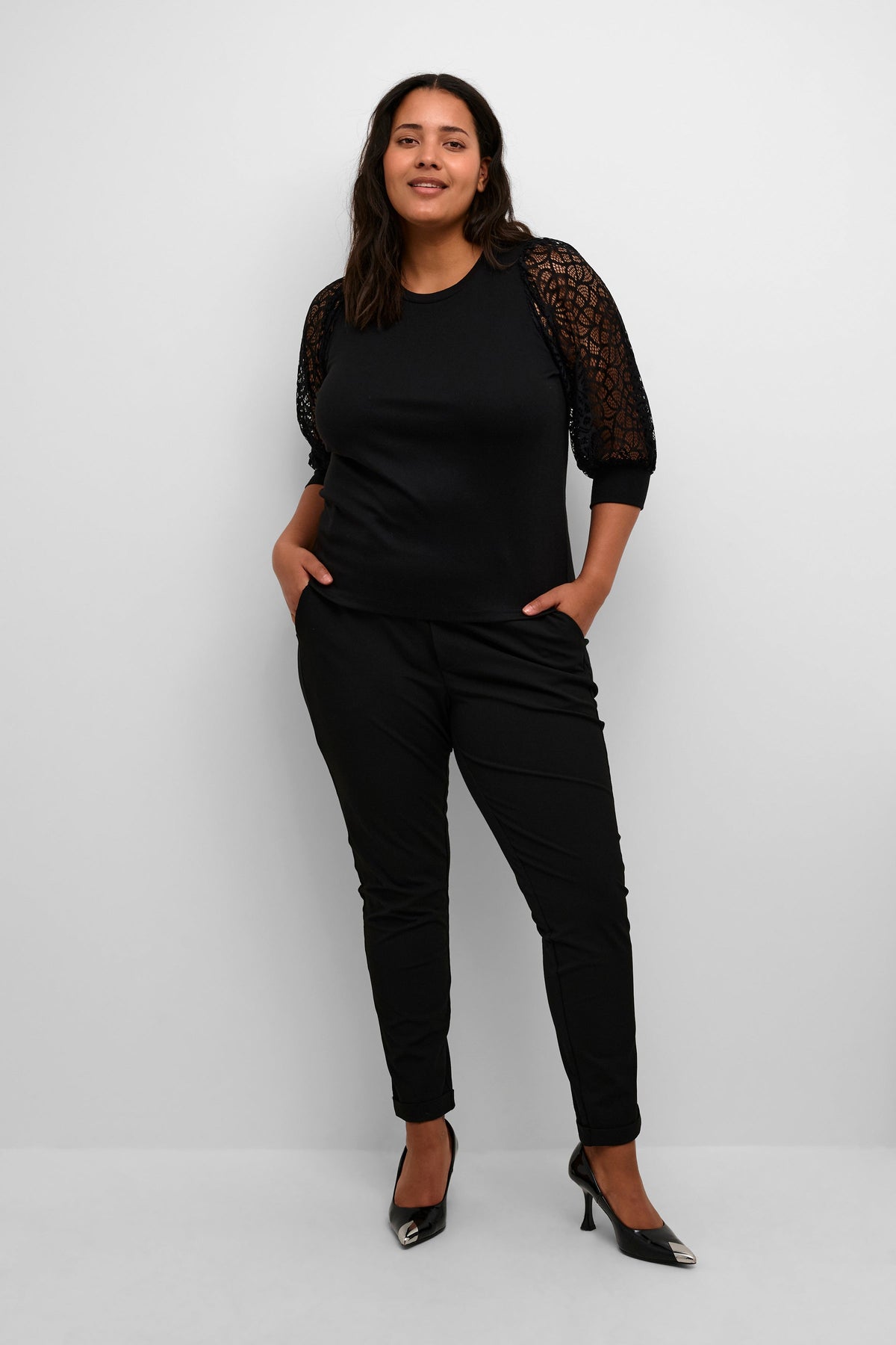 Kaffe Curve Bella Lace Top in Black