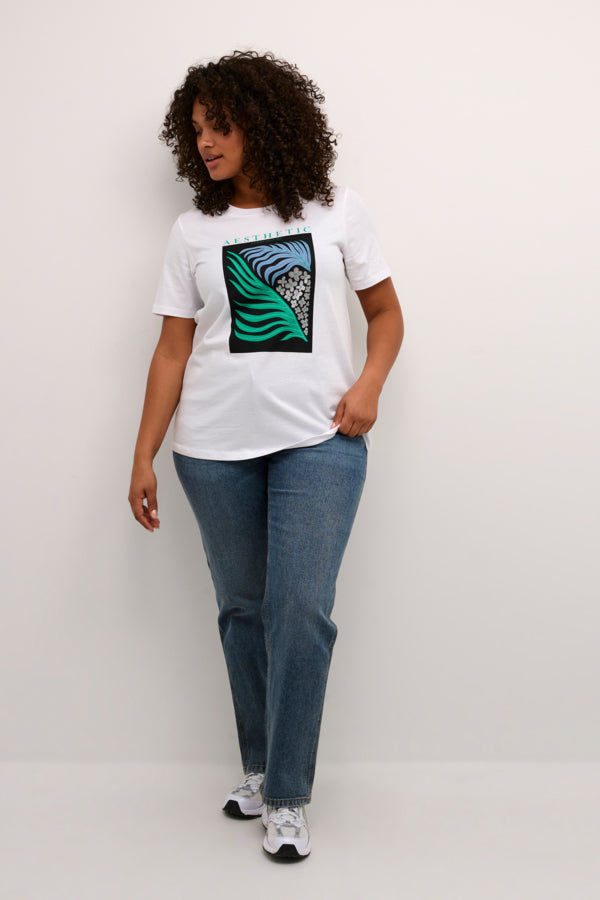 Kaffe Curve Amina T-Shirt in Leaf Print