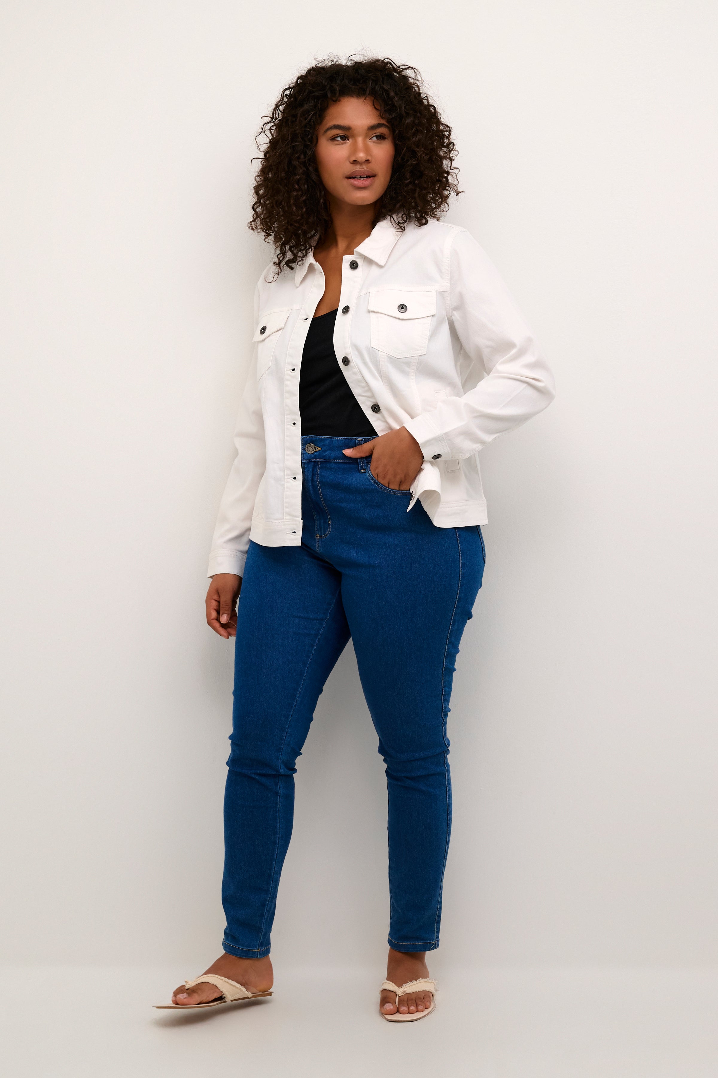 Kaffe Curve White Denim Jacket