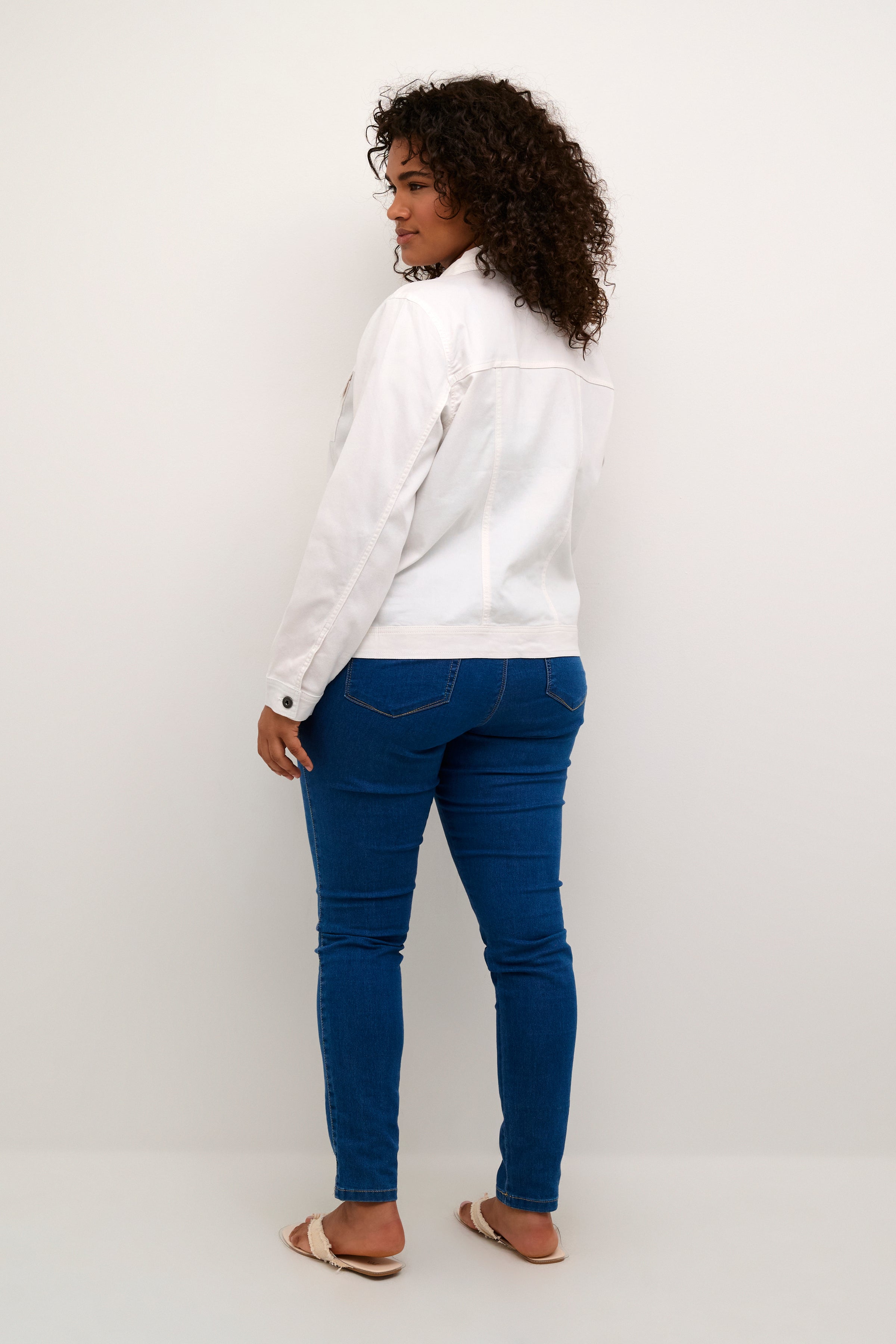 Kaffe Curve White Denim Jacket