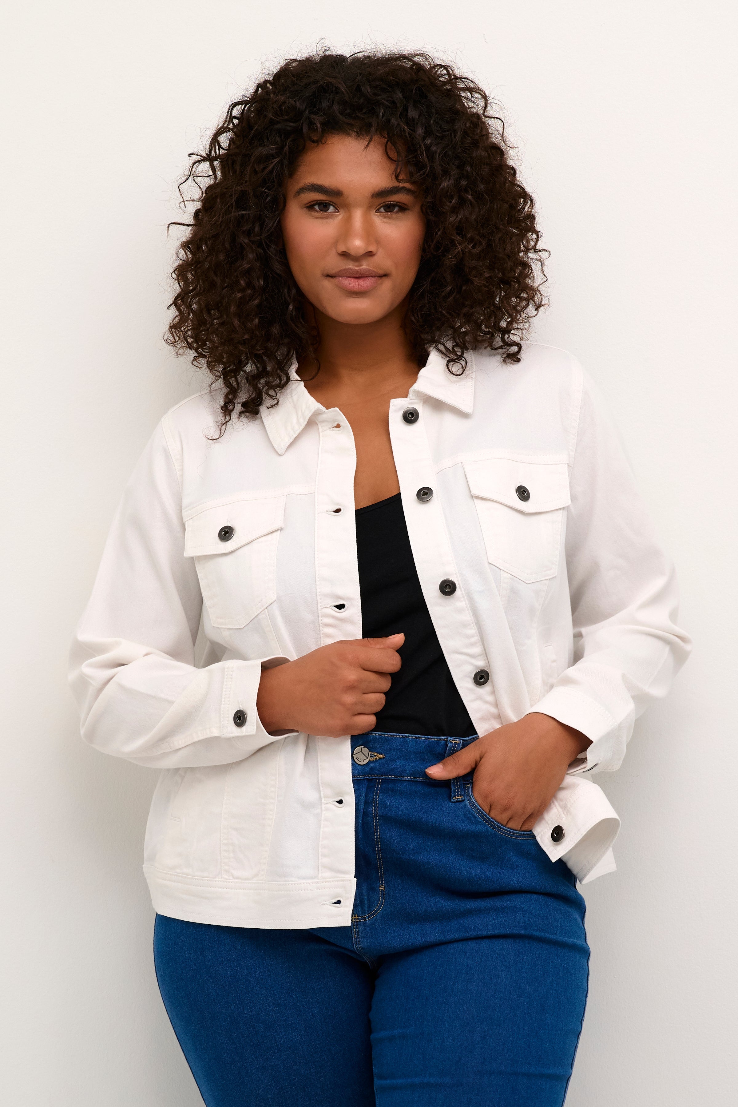 Kaffe Curve White Denim Jacket