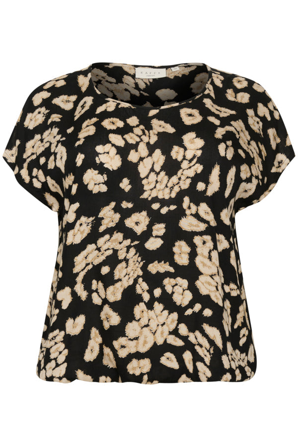 Kaffe Curve Stanley Blouse in Black/Sand Leo Print