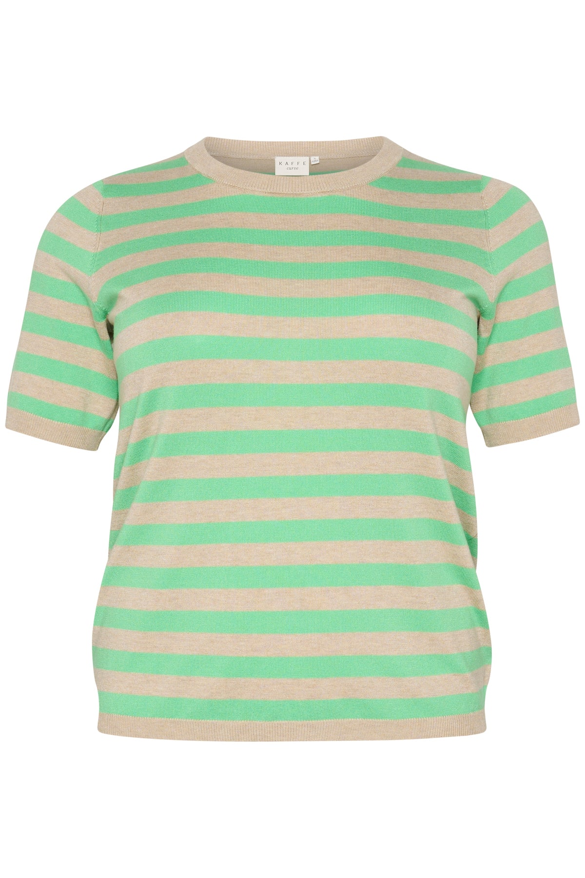 Kaffe Curve Lizzy Knit Top in Green/Beige