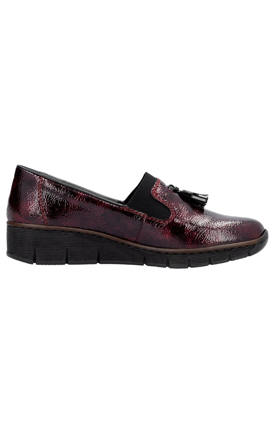 Rieker Leather Loafer in Red