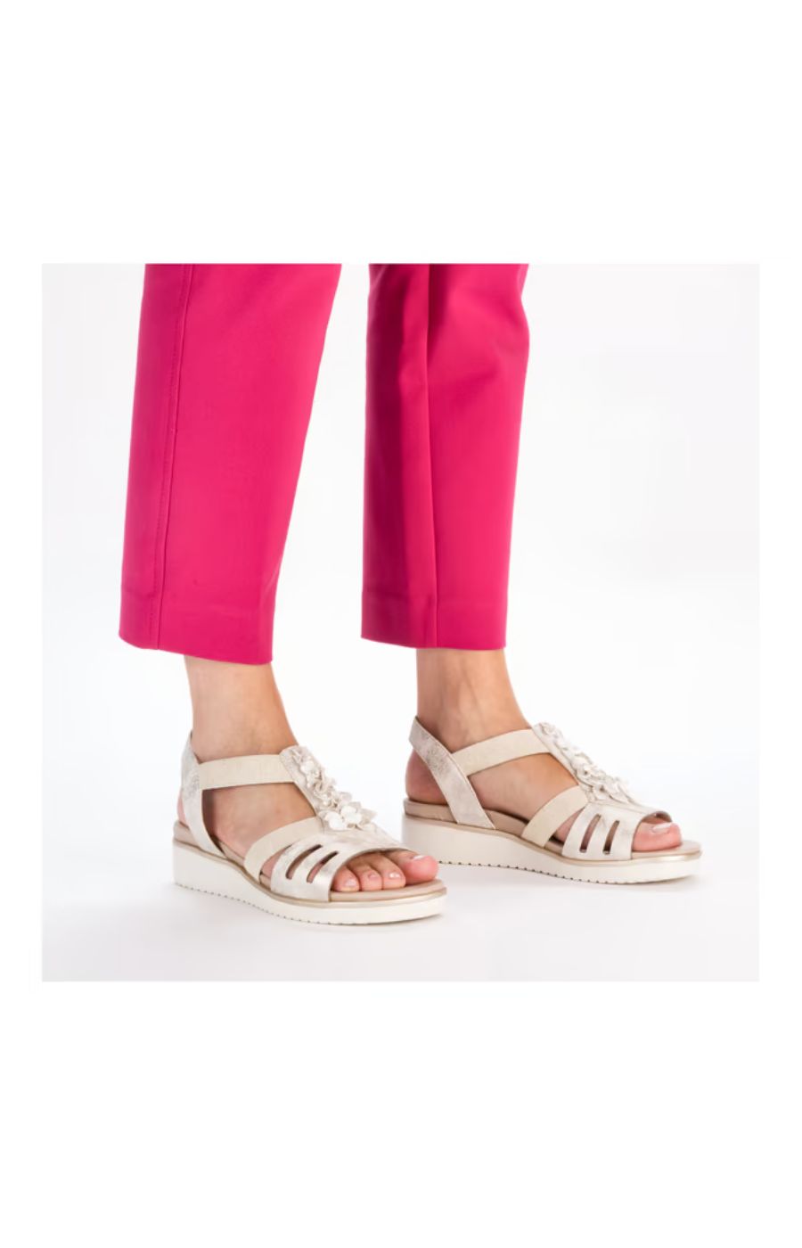 Rieker Shimmer Flower Sandal in Beige