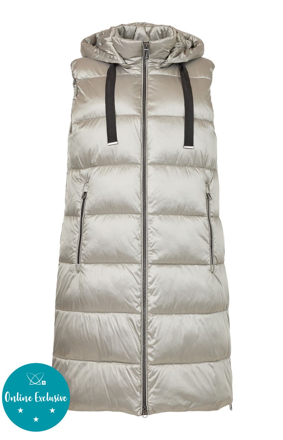 Frandsen Padded Longline Gilet in Silver