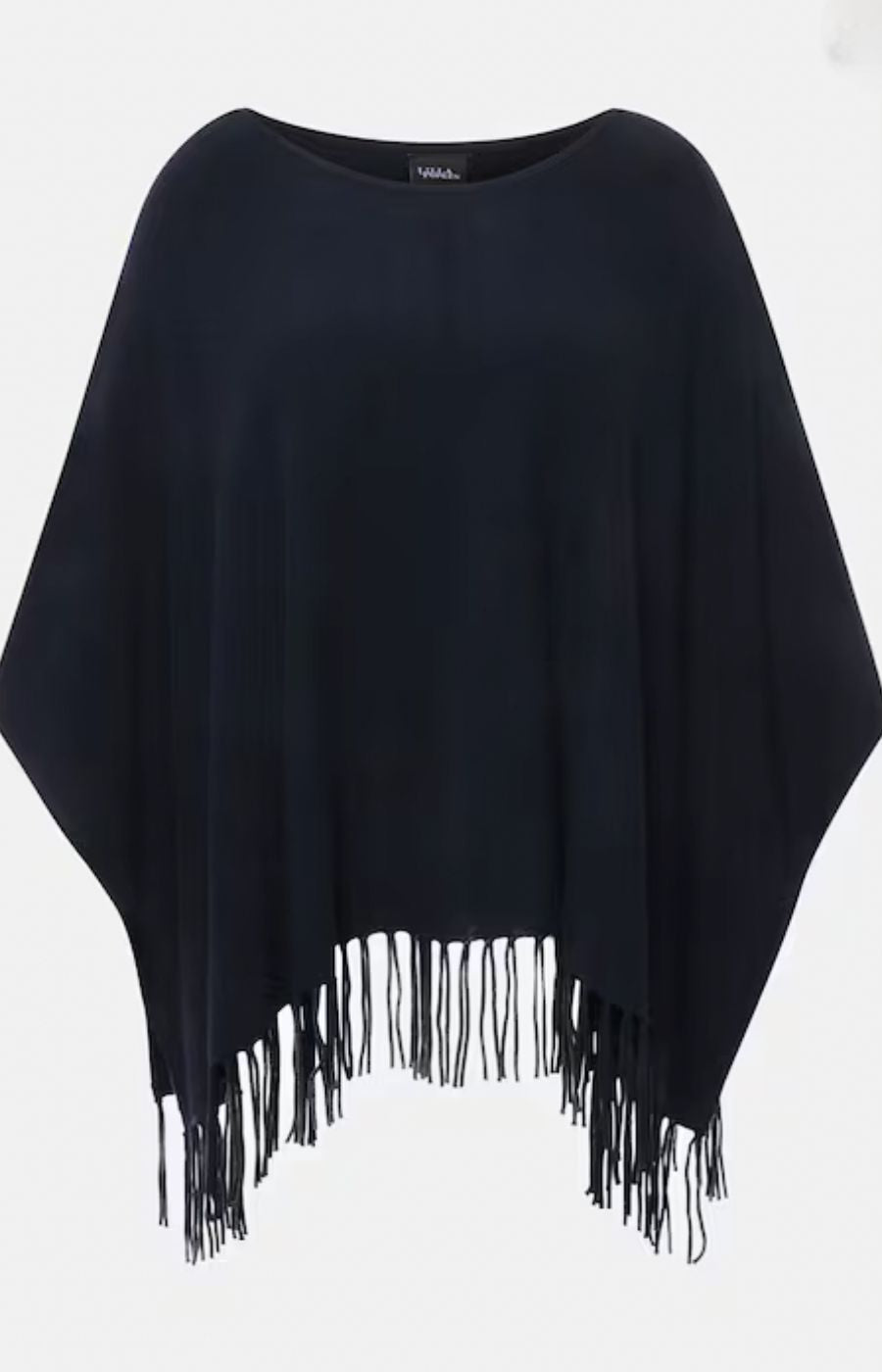 Ulla Popken Fringed Hem Poncho in Navy