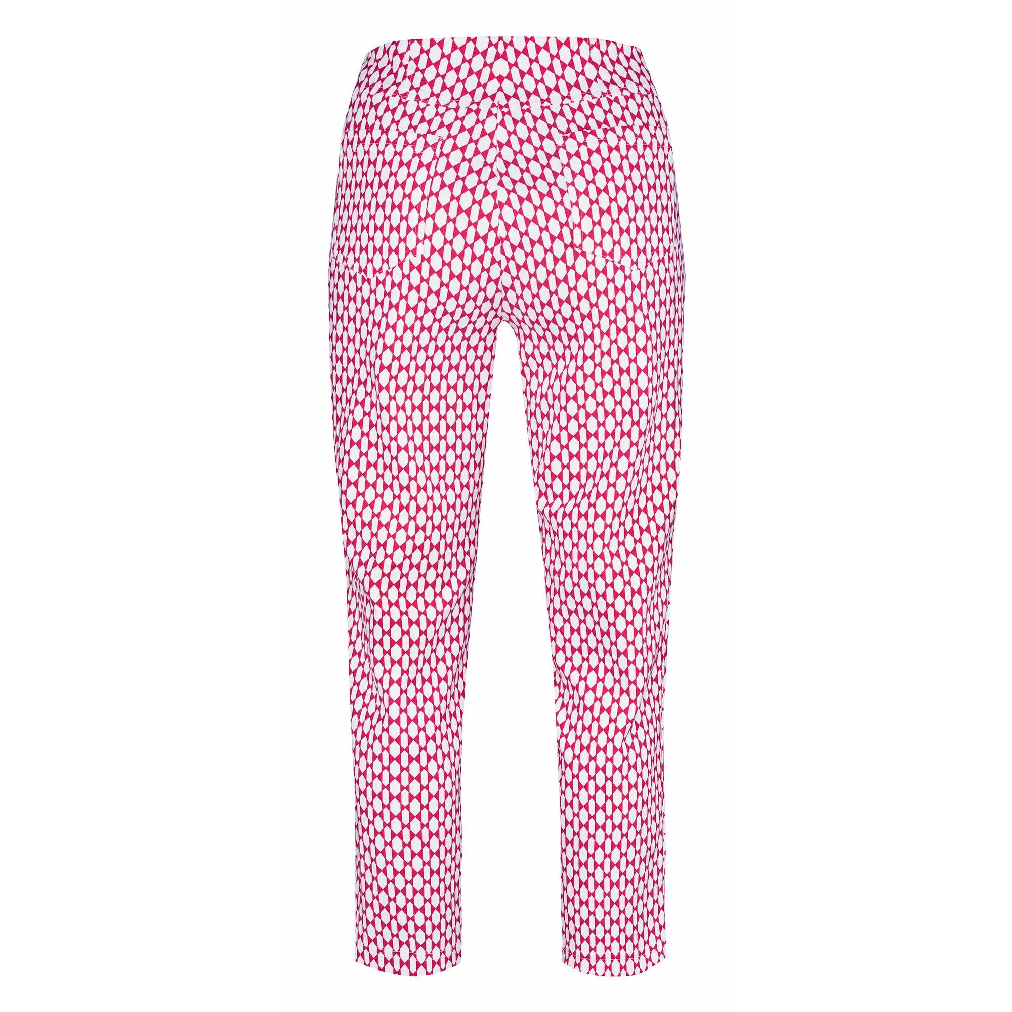 Robell 7/8ths Trousers in Red Print - Wardrobe Plus