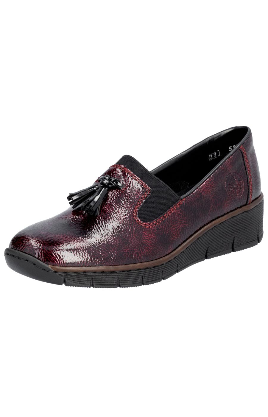 Rieker Leather Loafer in Red