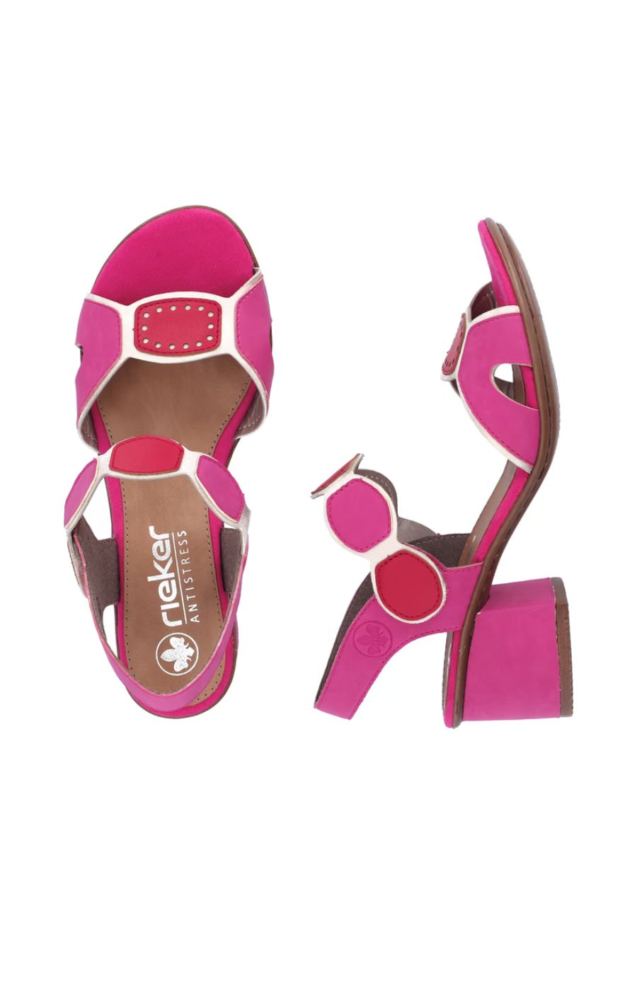Rieker Block Heel Shoe in Pink