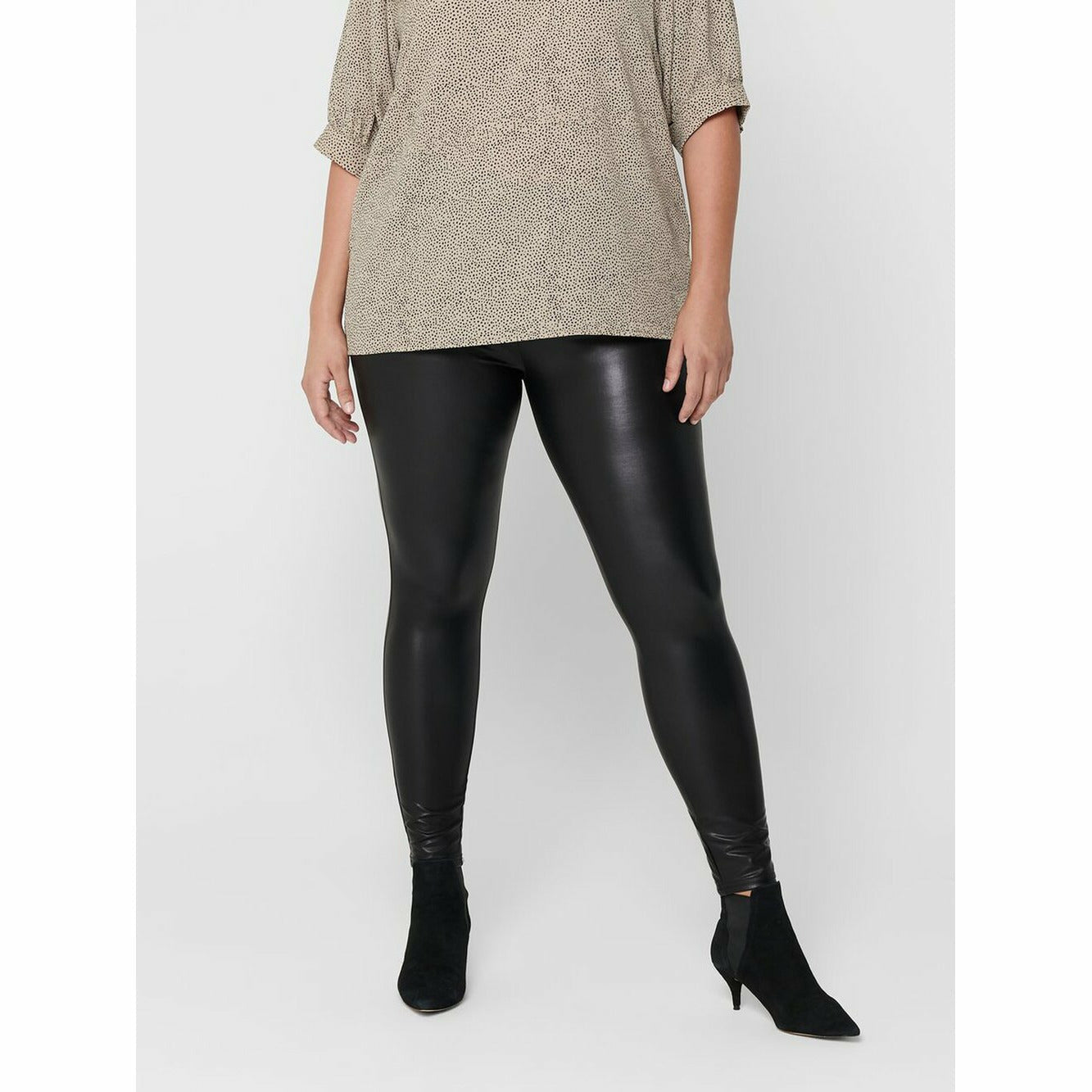 Only Carmakoma Black Leather Look Leggings - Wardrobe Plus