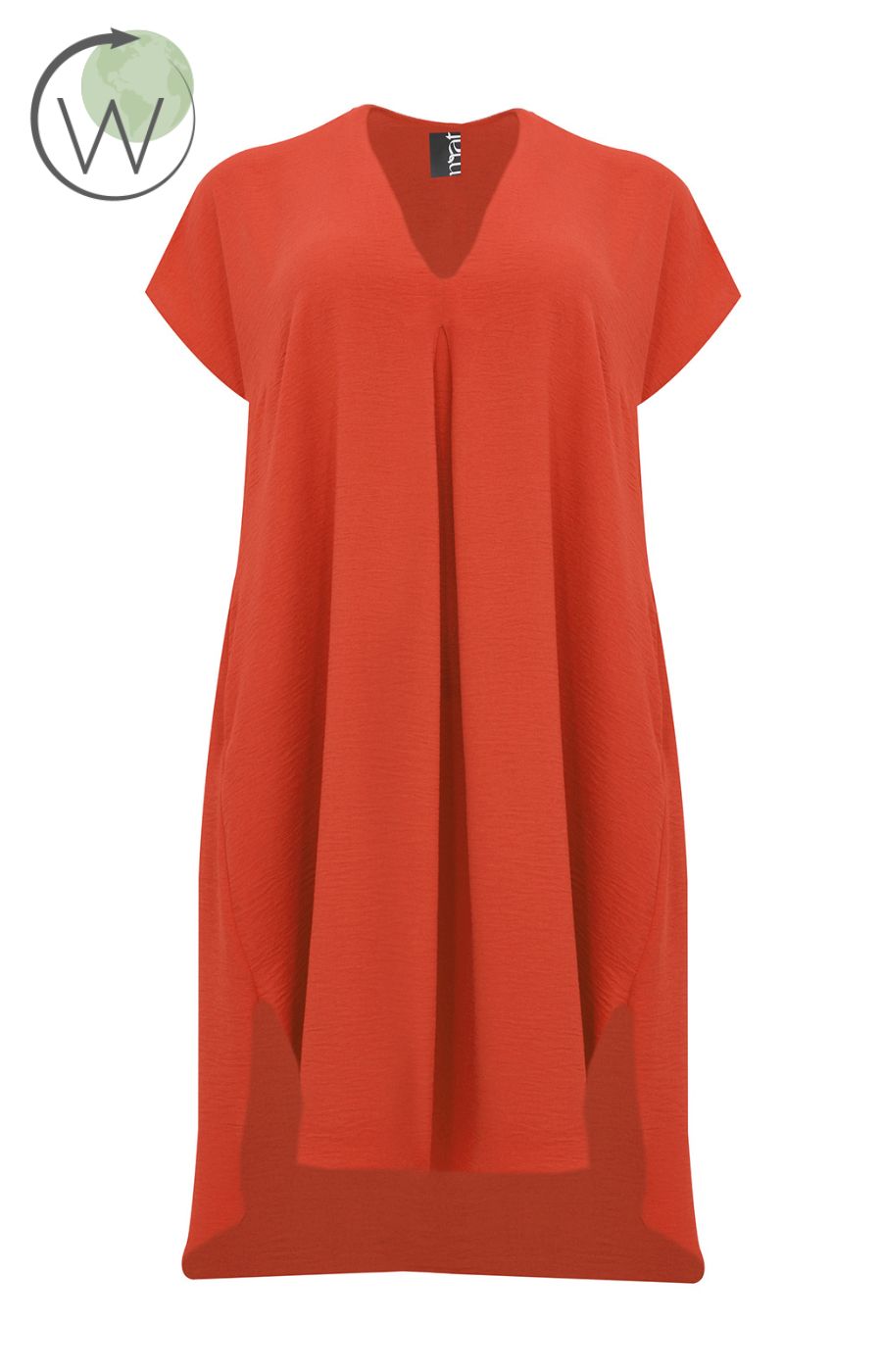Mat V-Neck Dress in Coral