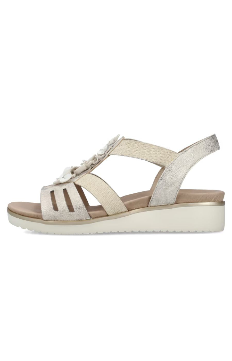 Rieker Shimmer Flower Sandal in Beige