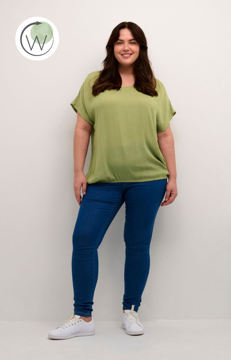 Kaffe Stanley Short-Sleeve Blouse in Khaki
