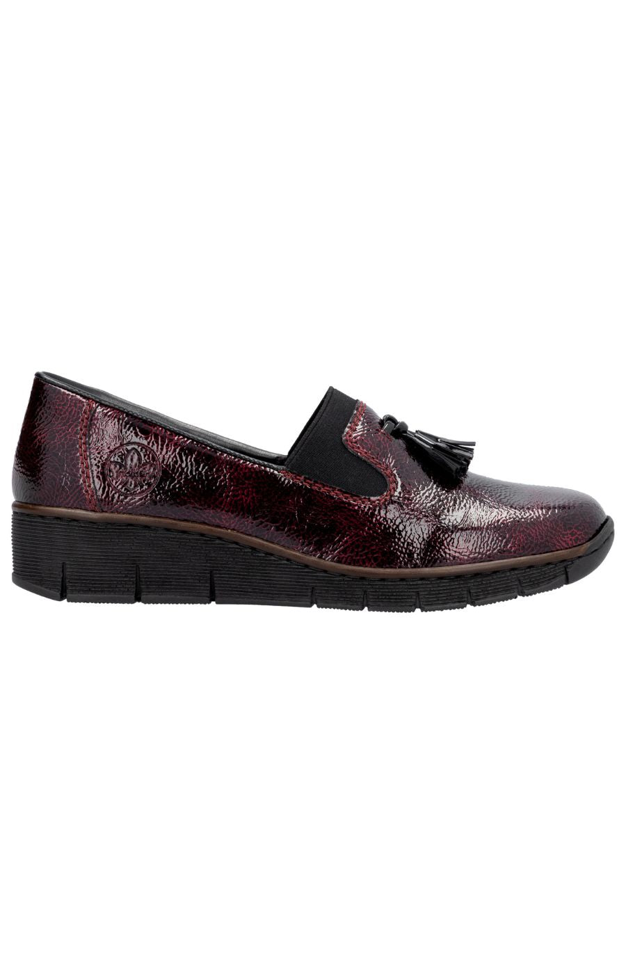 Rieker Leather Loafer in Red
