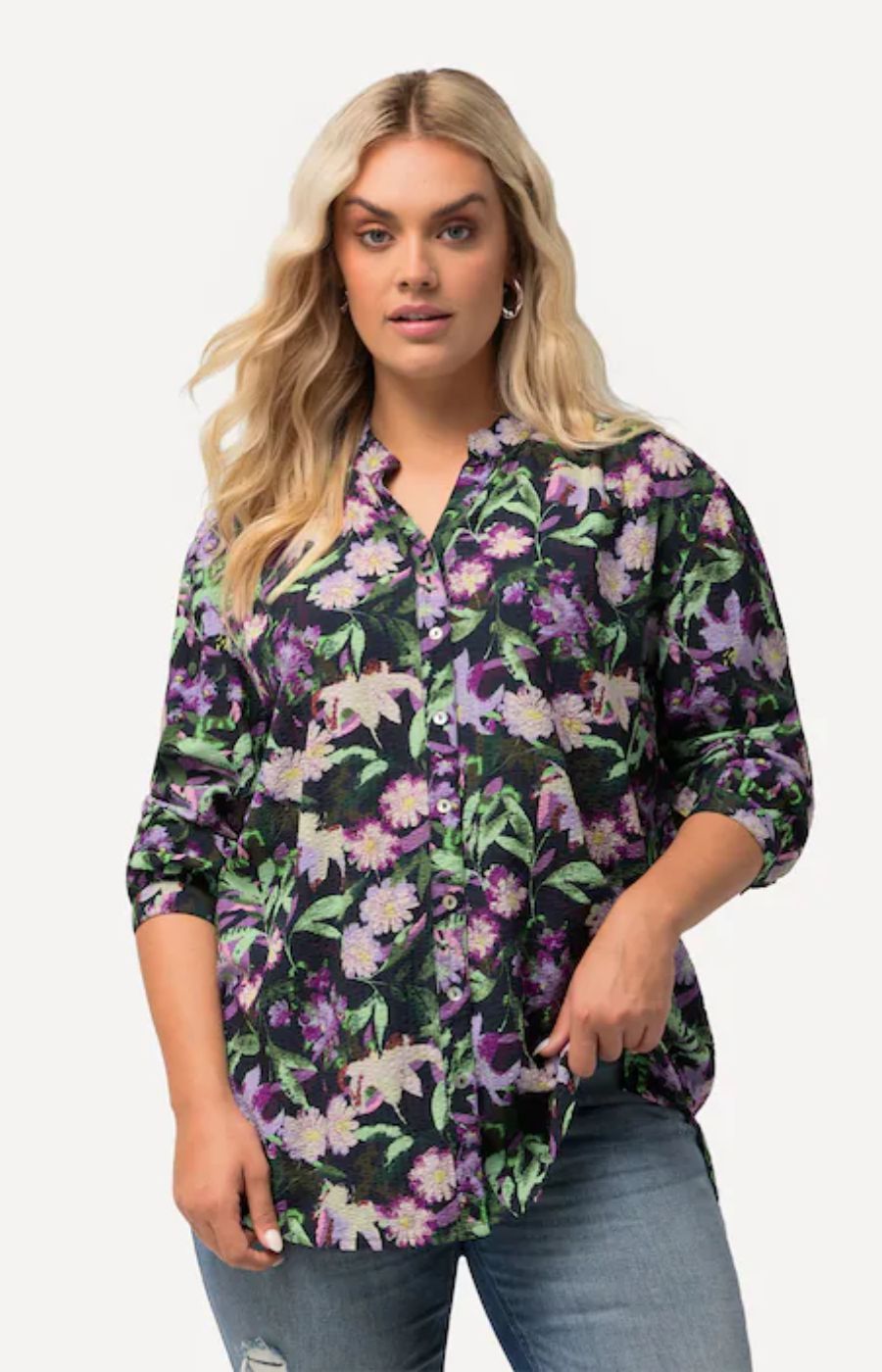 Ulla Popken Blouse in Flower Print