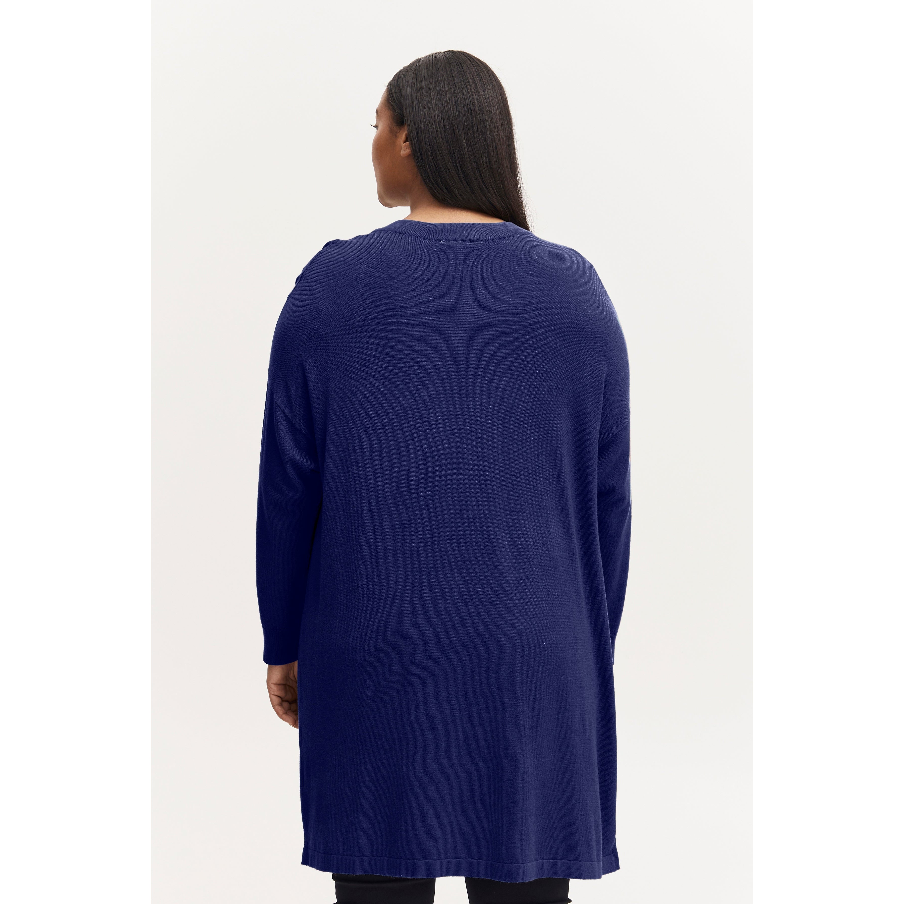 Fransa Plus Plume Cardigan in Blue - Wardrobe Plus