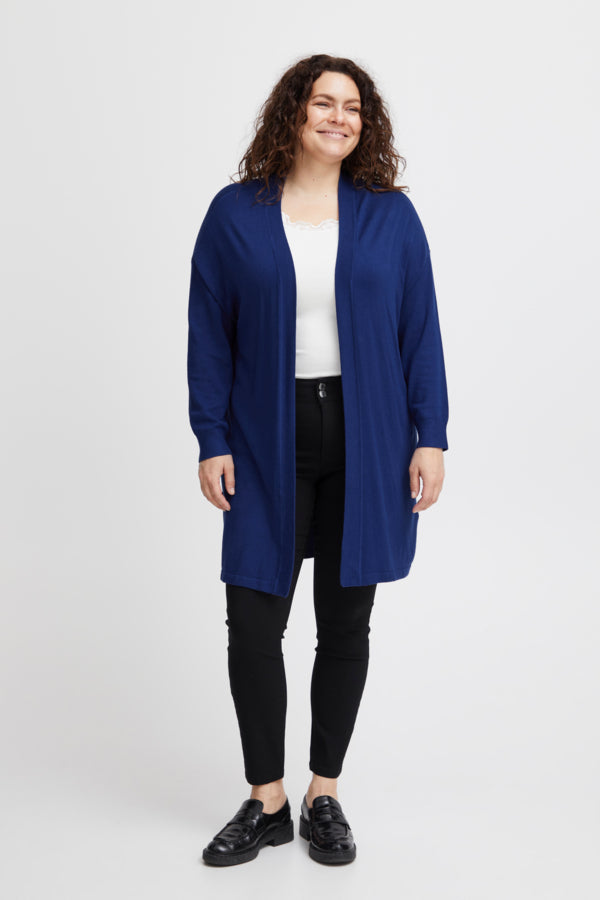Fransa Plus Plume Cardigan in Blue