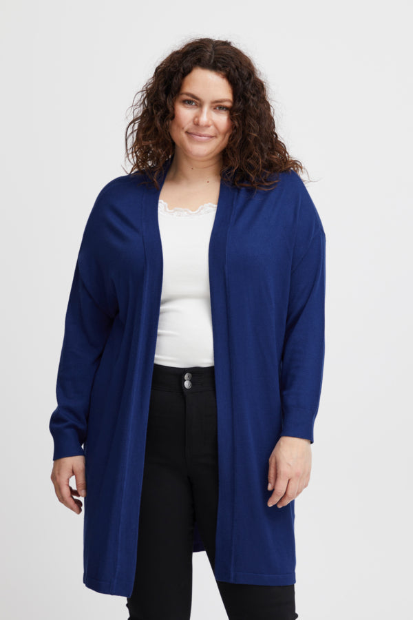 Fransa Plus Plume Cardigan in Blue