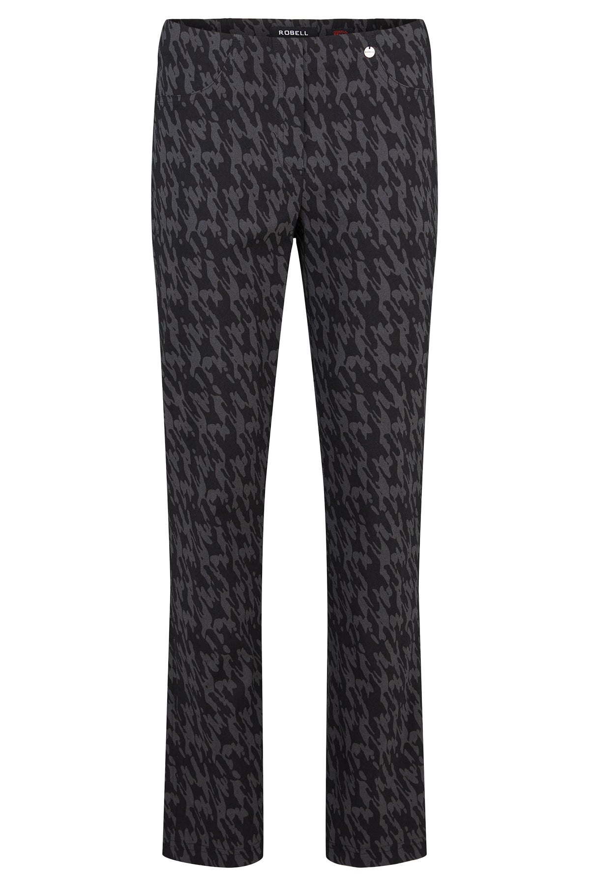 Robell 7/8ths Trousers in Grey Houndstooth