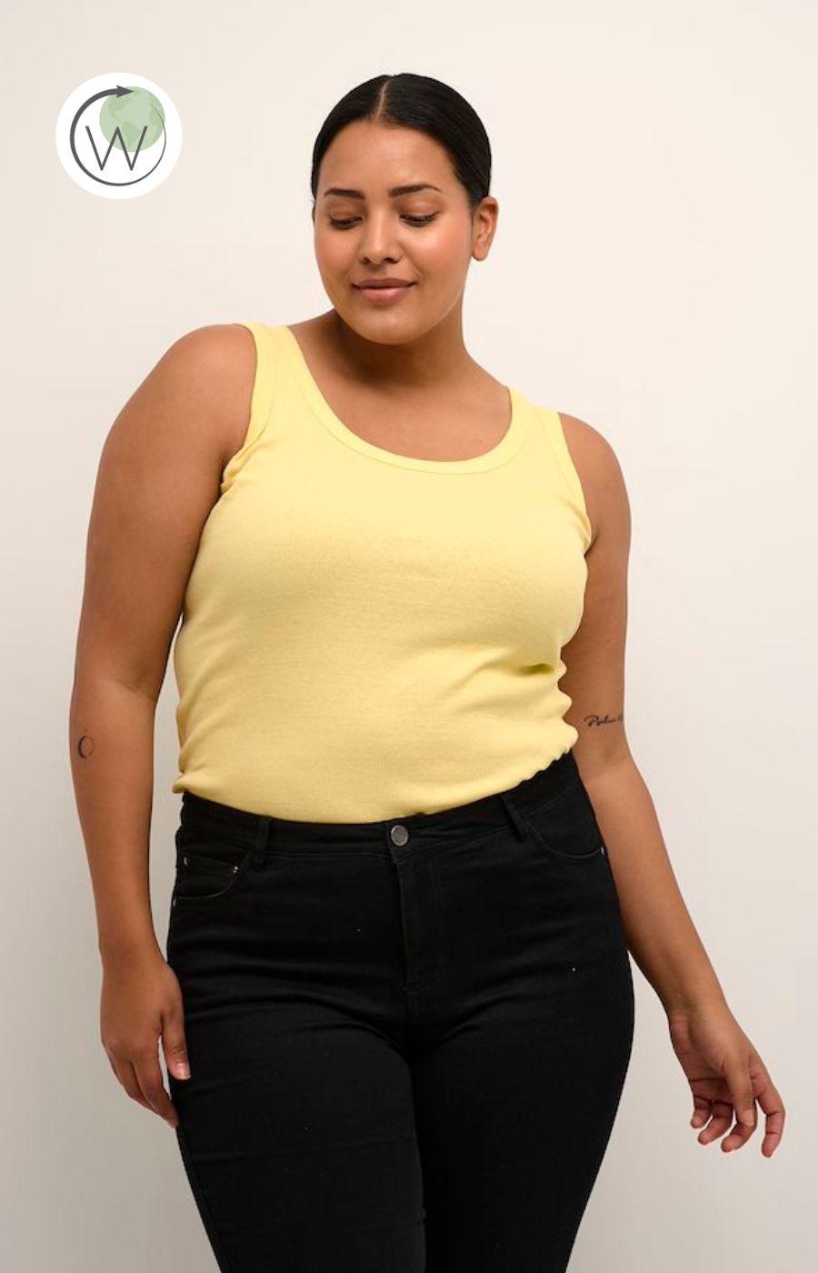 Kaffe Curve Carina Vest Top in Banana